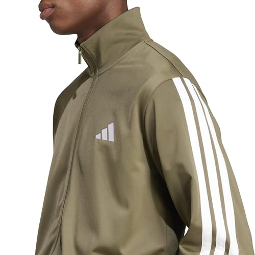 Detalle de adidas Sportswear Basic 3 Stripes tuta da uomo in tricot, Olive Strata/White, L