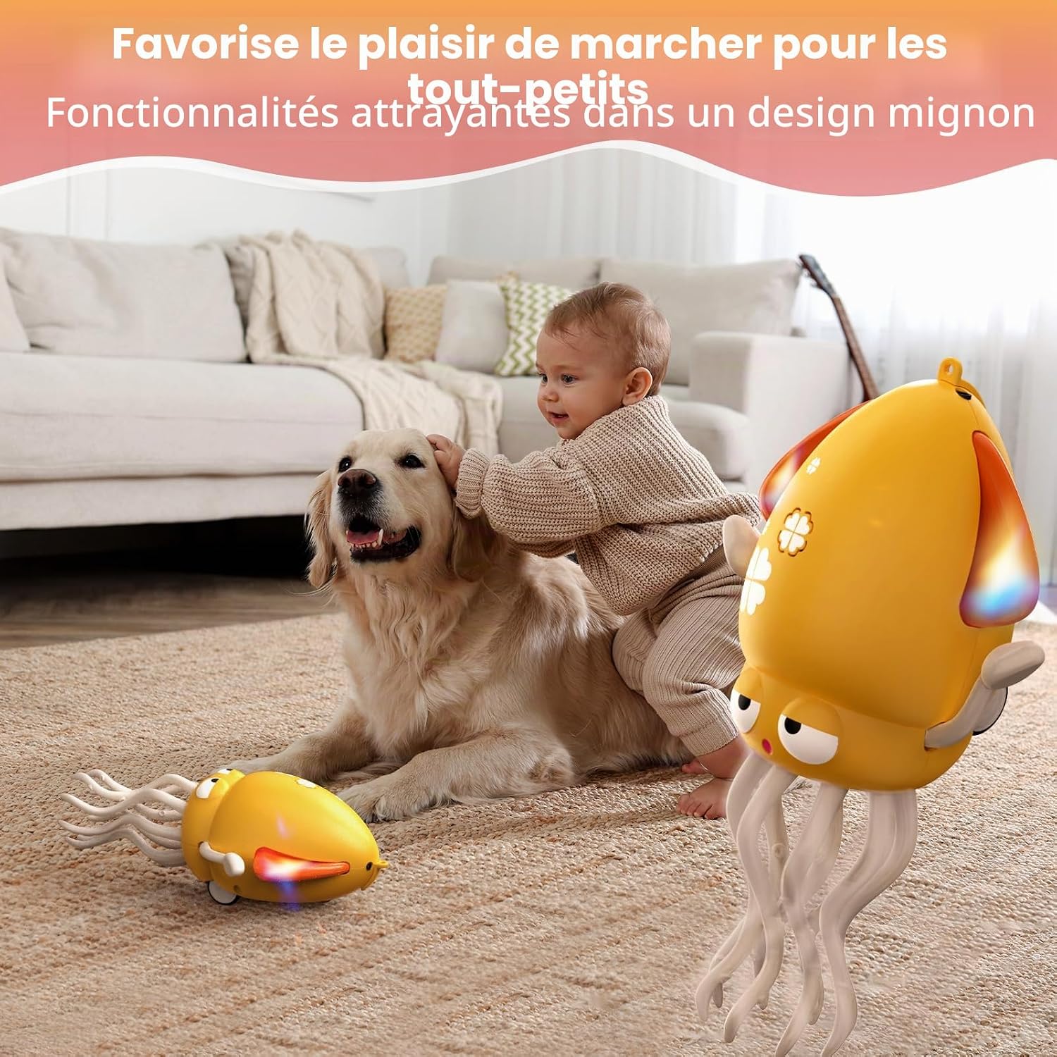 Thumbnail 6 de SWTOIPIG Jouet interactif pieuvre – danse lumineuse, musique et évitement d’obstacles