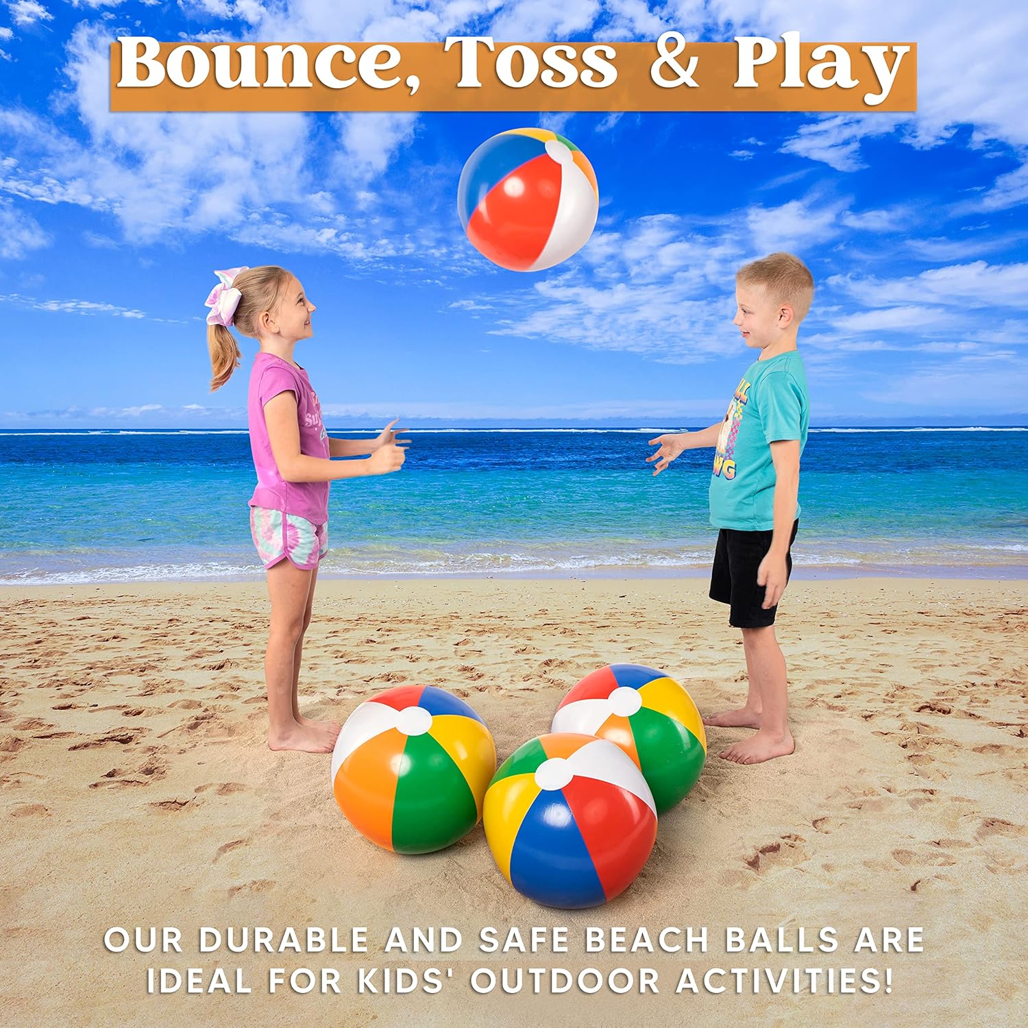 Thumbnail 2 de JOYIN 4-Pack 20" Large Rainbow Beach Balls (Inflatable Pool Toys) for Summer Party Decorations & Games