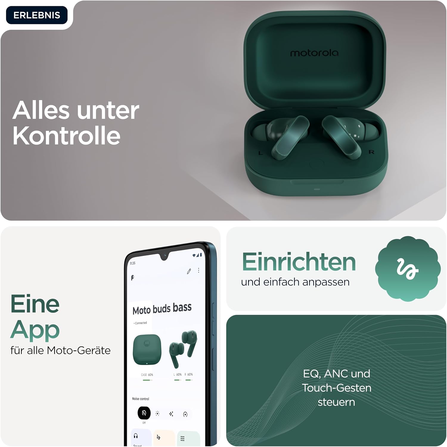 Thumbnail 3 de Motorola Moto Buds bass – Kabellose In-Ear-Kopfhörer mit ANC, Hi-Res Audio und CrystalTalk-AI