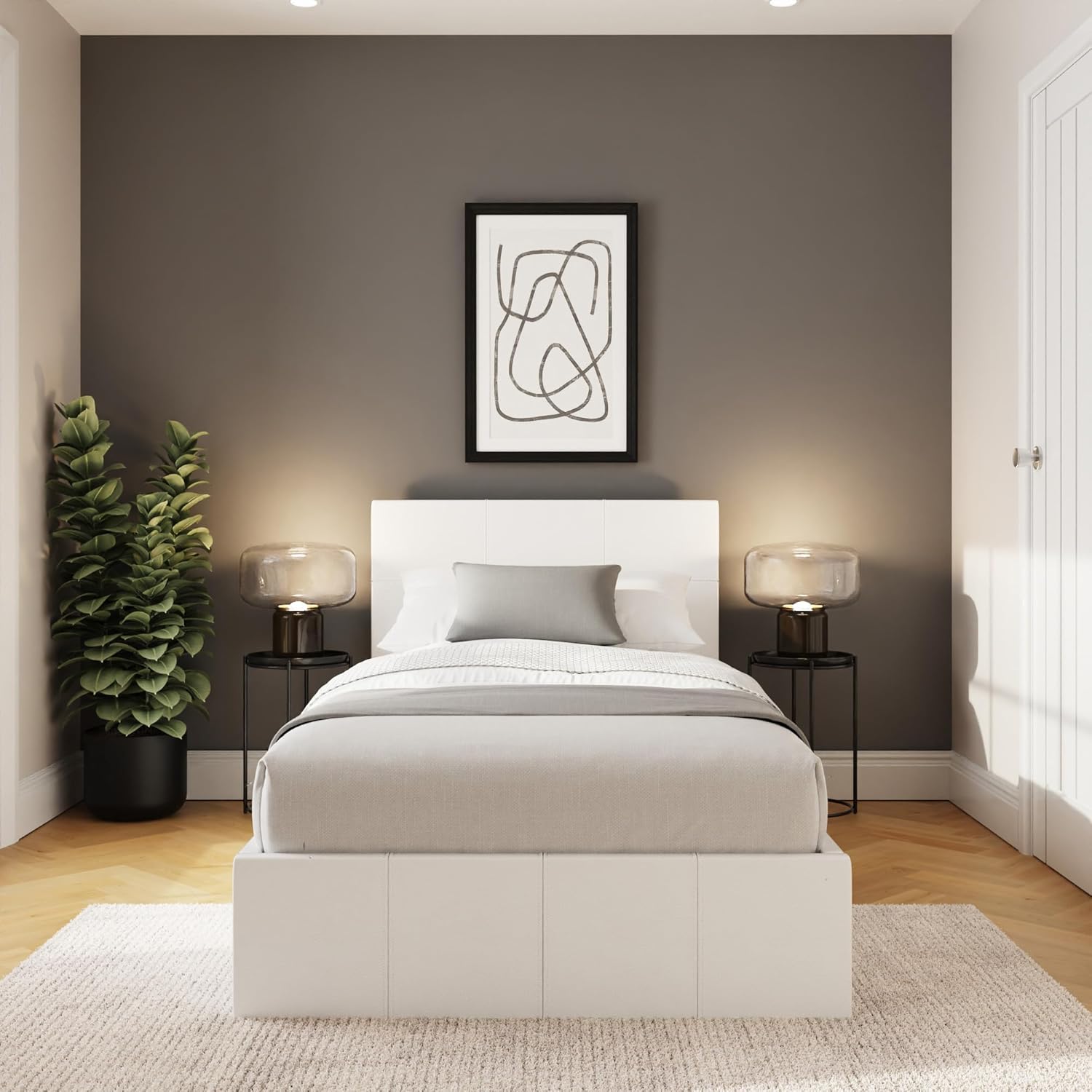 Thumbnail 2 de GFW Classic Leather Upholstered Ottoman Storage Bed (Single, White) with Gas Lift