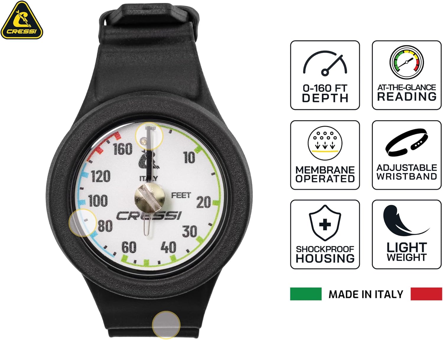 Thumbnail 3 de CRESSI Wristband Depth Gauge Bar – Profondimètre analogique au poignet, taille unique