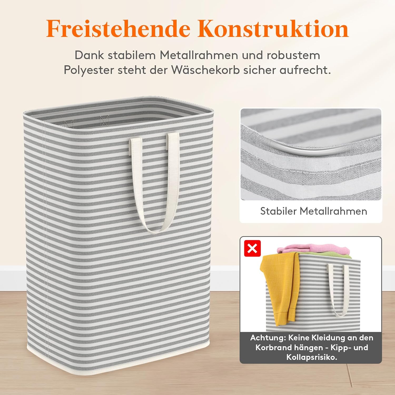Detalle 1 de Lifewit Wäschekorb 65L – Großer, faltbarer Wäschesammler mit wasserdichter Innenbeschichtung