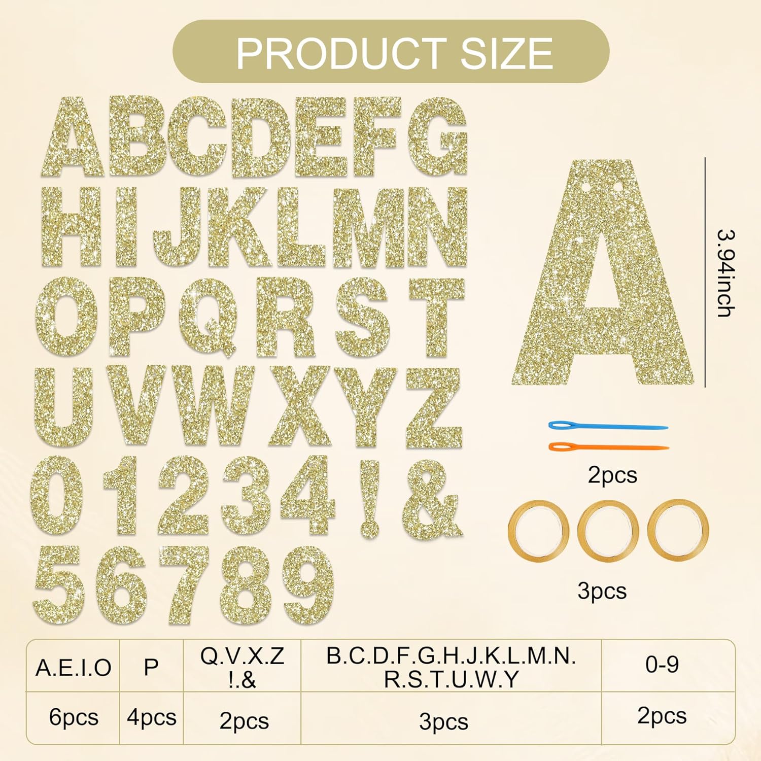 Thumbnail 1 de BEISHIDA 116-Piece A-Z DIY Letter Banner Kit (Champagne Gold)