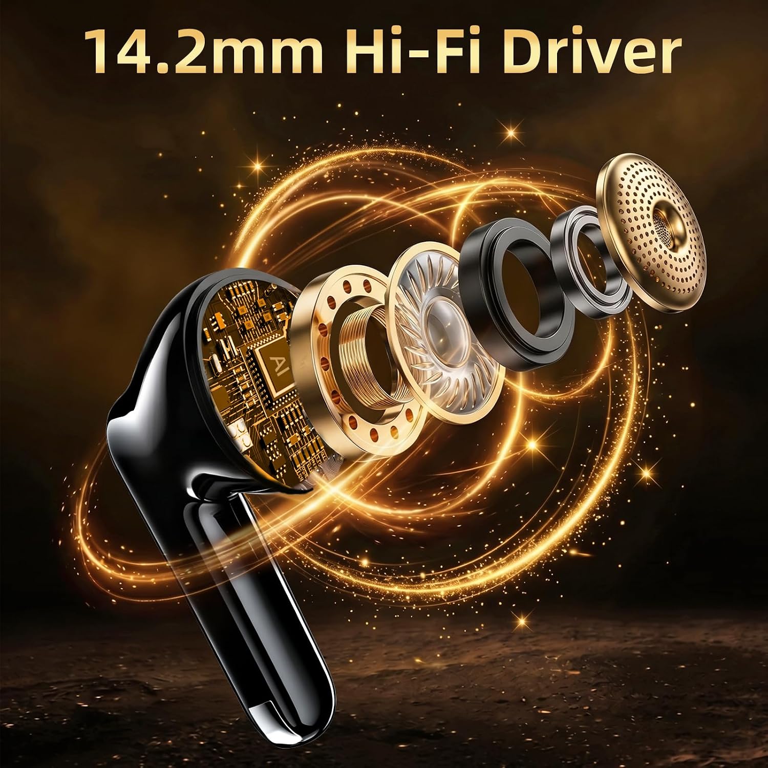 Thumbnail 1 de 14.2mm HiFi Wireless Earbuds with ENC AI Chip, Bluetooth 6.0, IPX7, 100h Playtime
