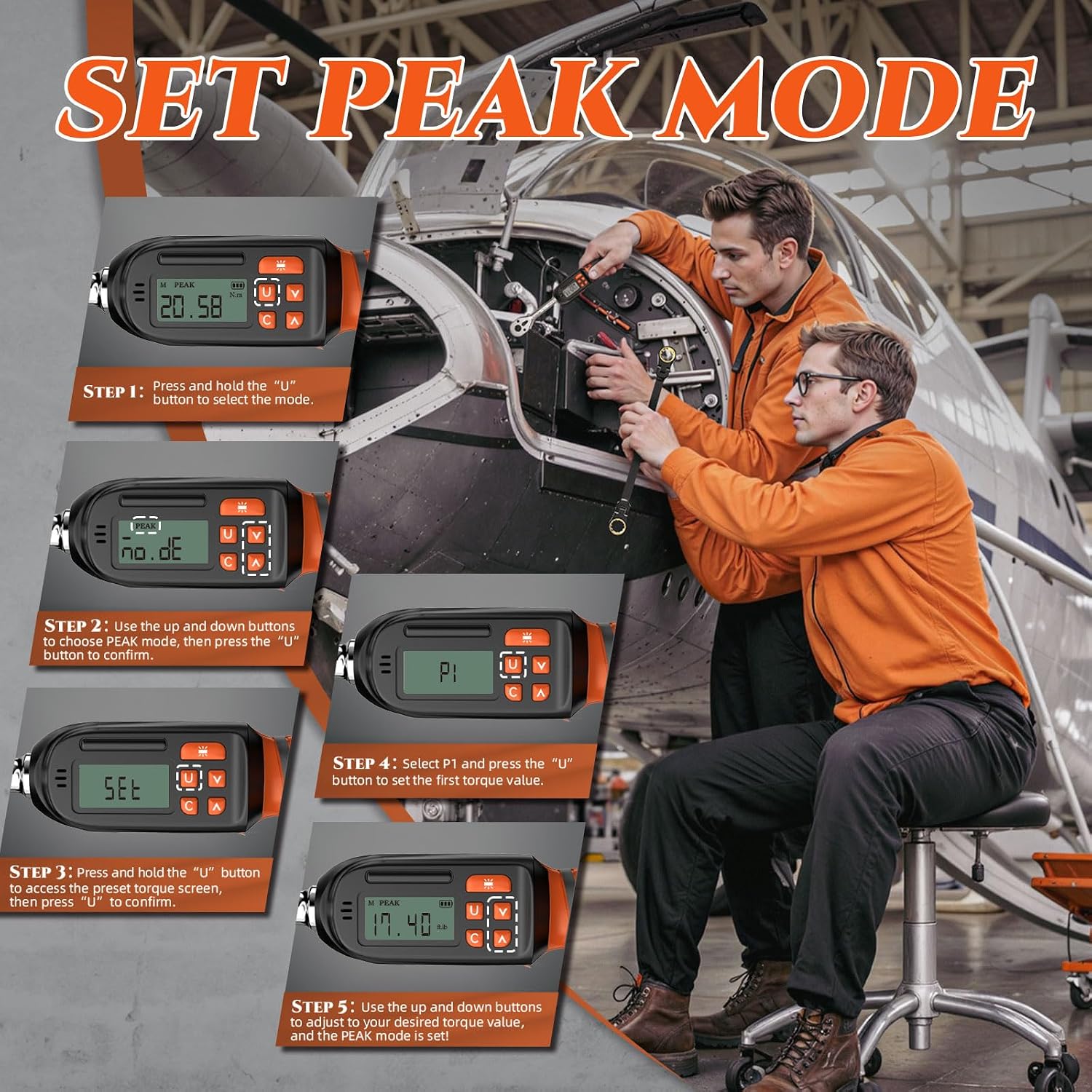 Thumbnail 6 de SUZUME Digital Torque Wrench, 3/8-Inch Drive, ±2% Accuracy, Peak and Track Modes
