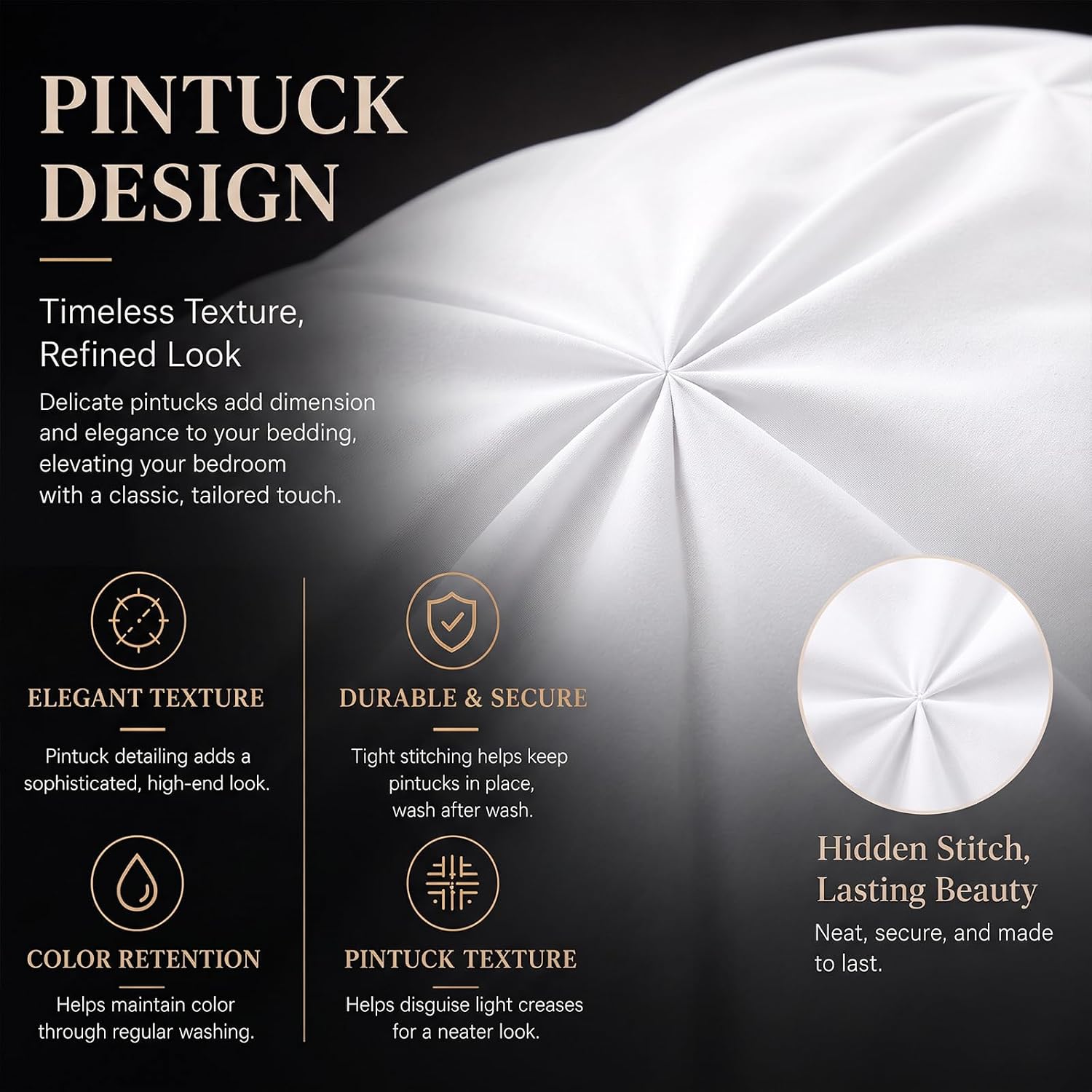 Thumbnail 4 de CozyLux CLUS22G2W1TW Twin Comforter Set, White 5-Piece Pintuck Bed-in-a-Bag