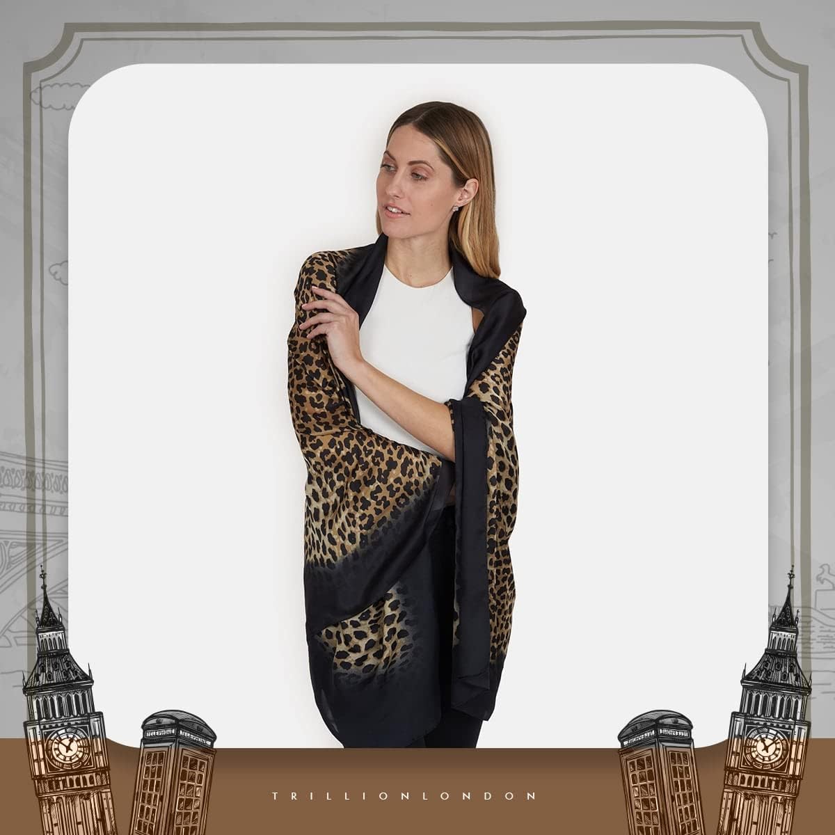 Thumbnail 4 de Trillion London Spring Collection Designer Silk Scarf – 180x90 cm, 100% Silk
