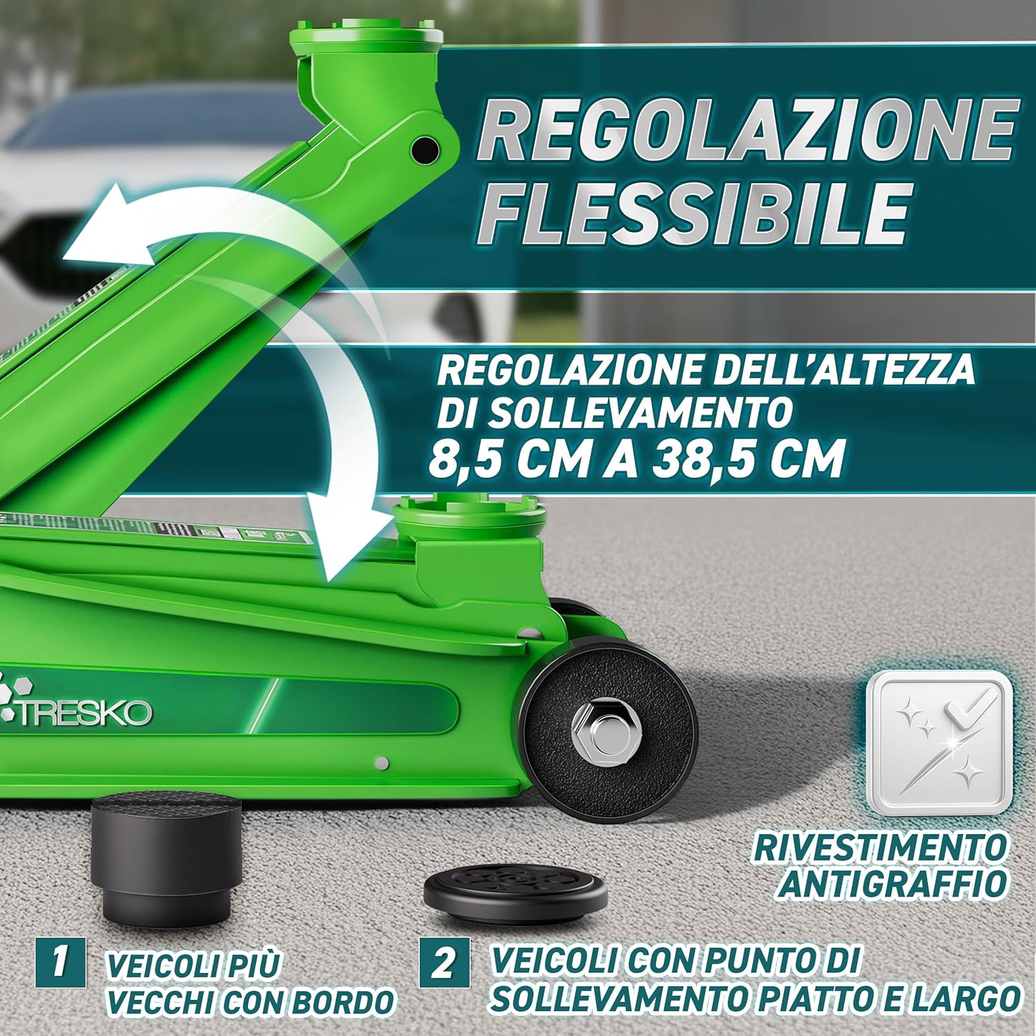 Thumbnail 6 de TRESKO Cric idraulico 2,5 tonnellate: elevazione 85–385 mm, robusto e manovrabile