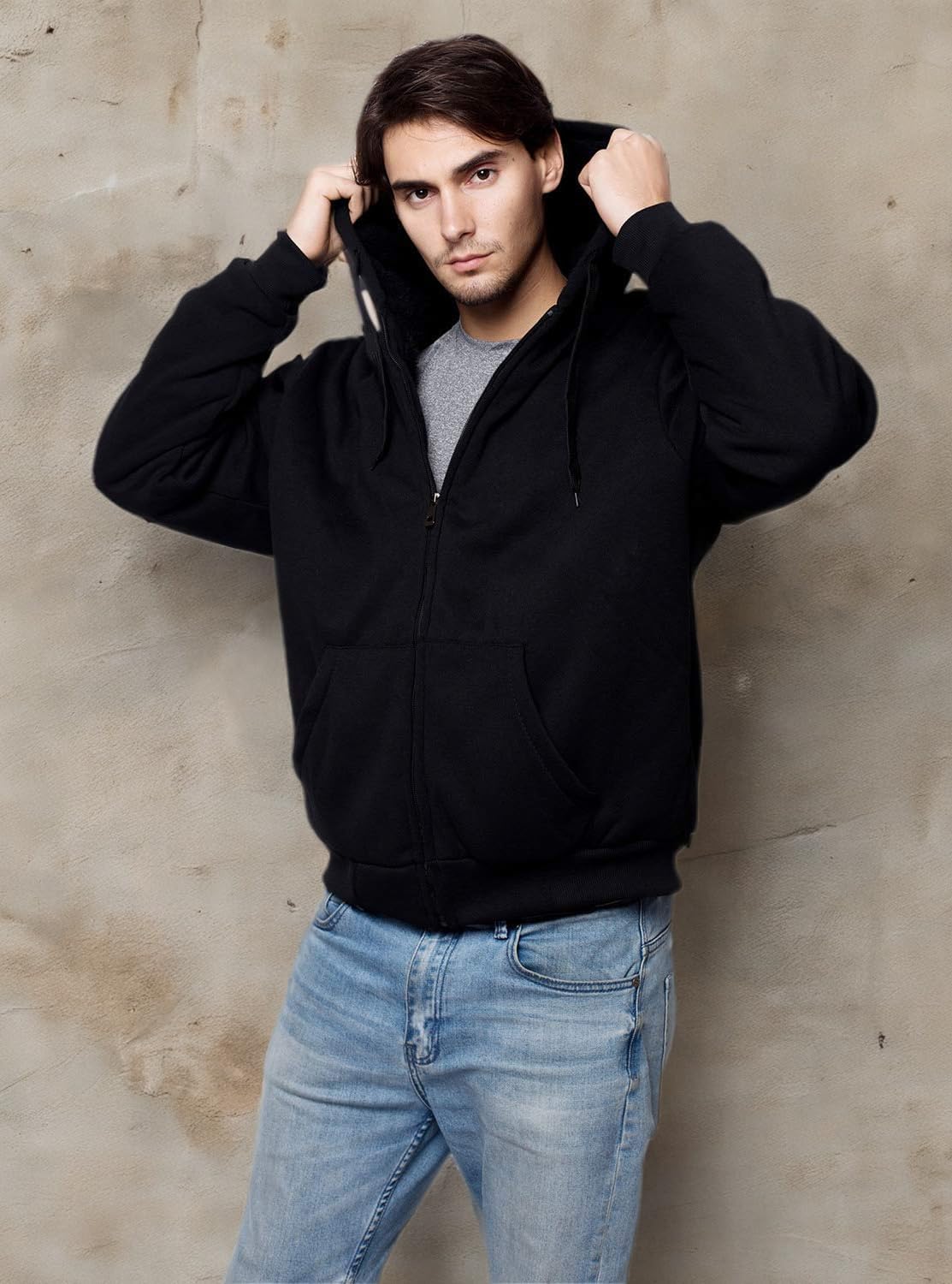 Detalle 2 de ZITY Men's Zip-Up Hoodie, Sherpa-Lined