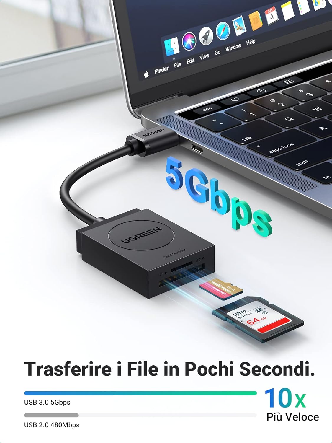 Detalle de UGREEN USB 3.0 Card Reader 5 Gbps