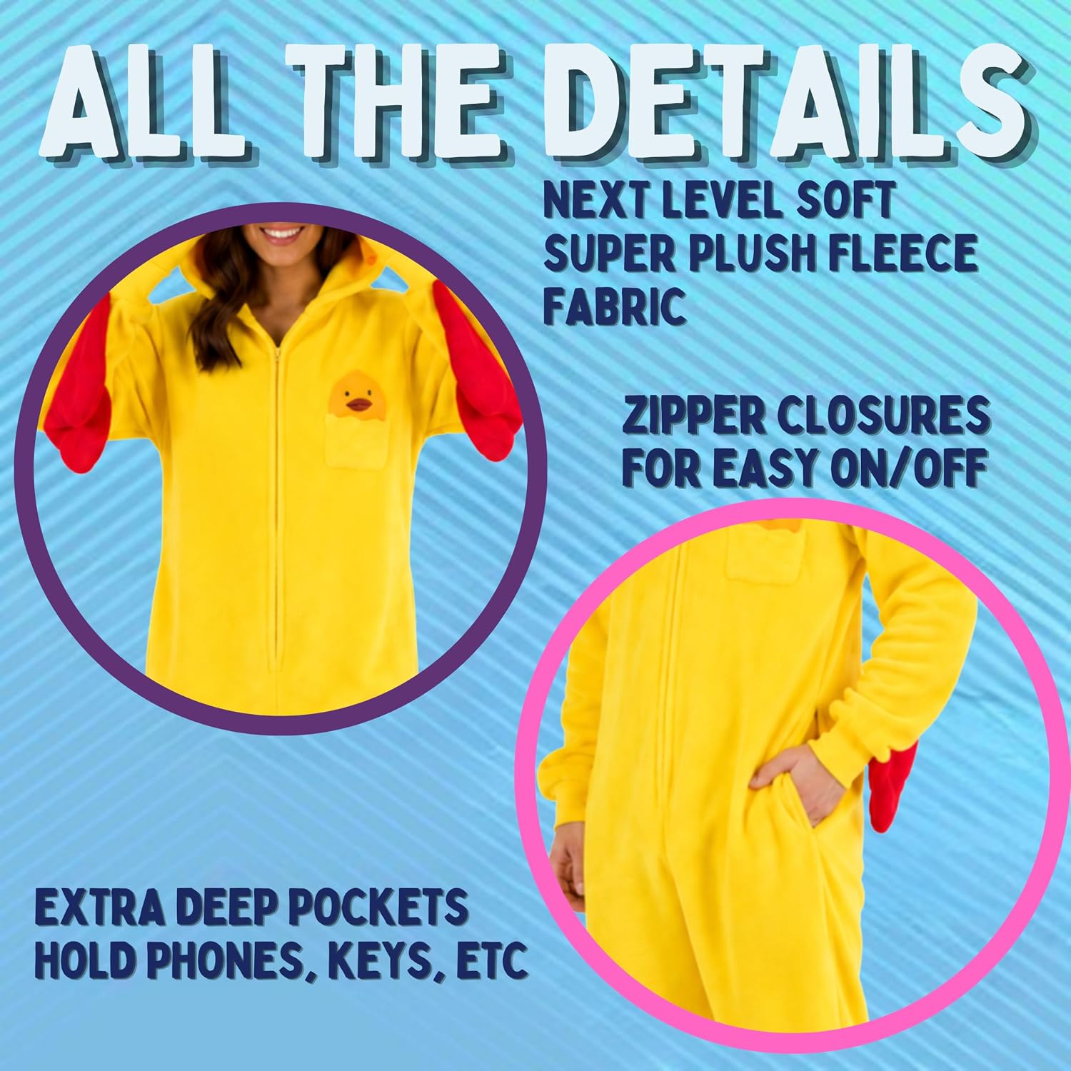Detalle de Funziez! Slim Adult Onesie, Yellow Chicken Costume in Brushed Fleece