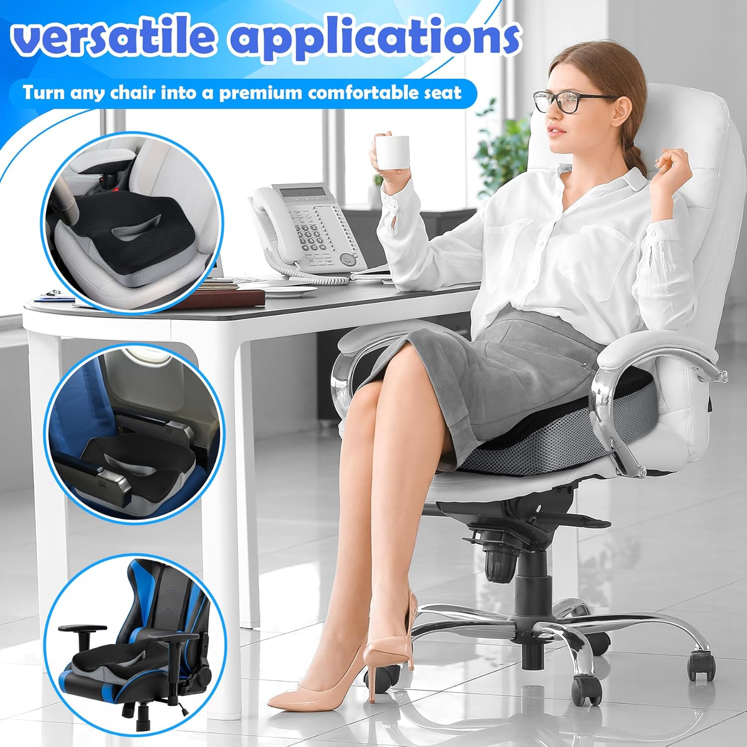 Detalle 2 de POOTACK Seat Cushion memory foam for office chair