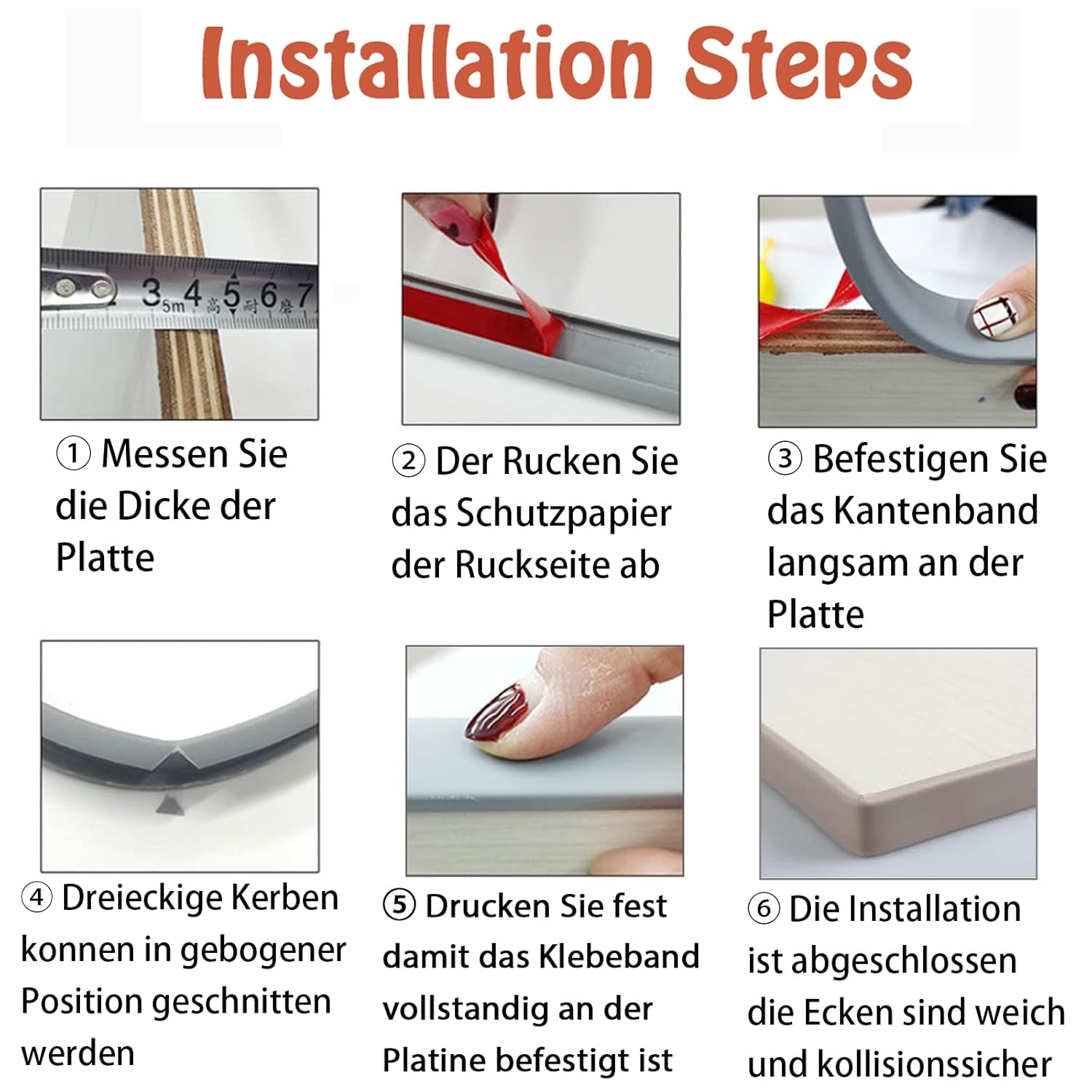 Thumbnail 5 de Kantenumleimer selbstklebend – U-förmiges TPE Kantenschutzband 20 mm x 3 m, Beige