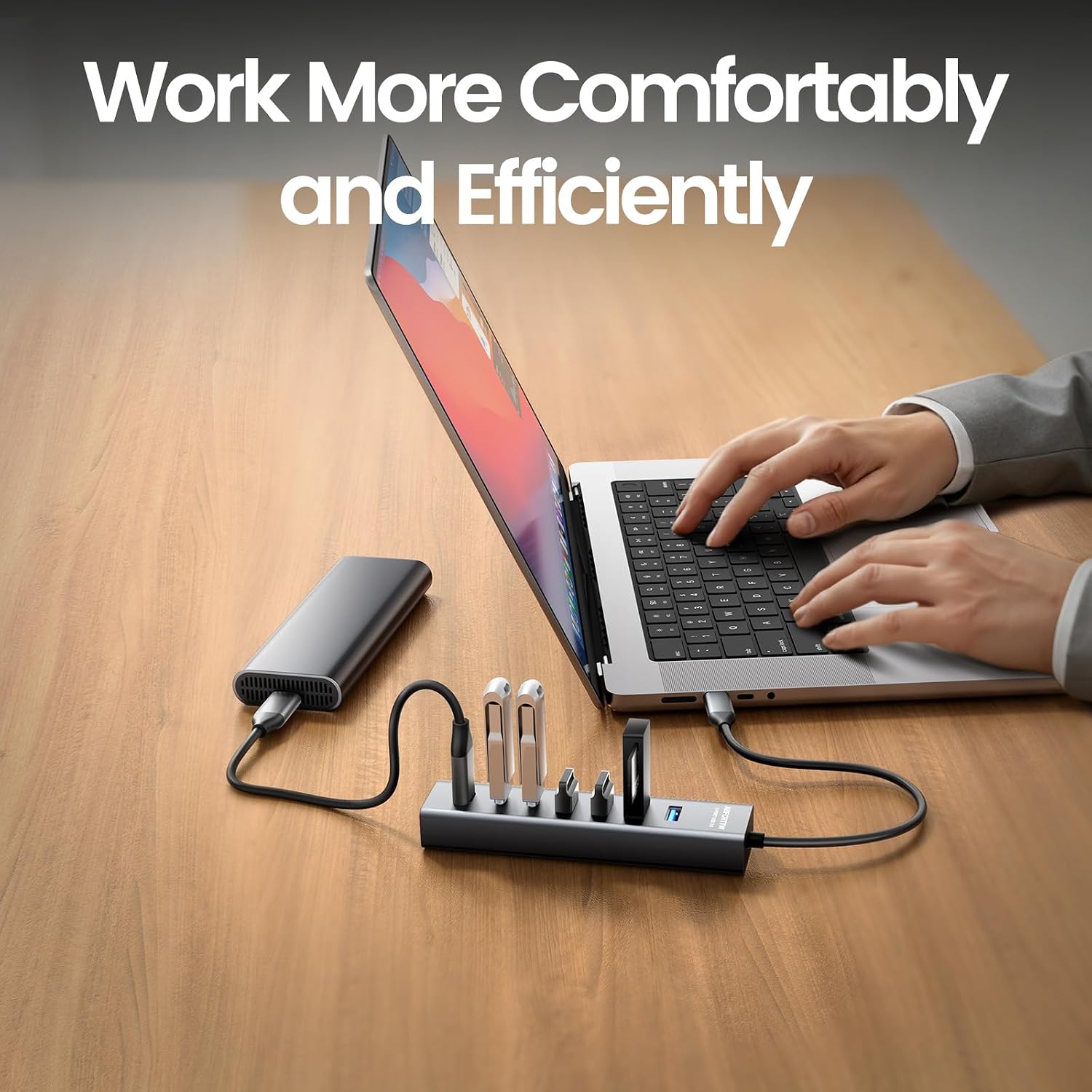 Detalle de ABFCRTTW USB-C to 7-Port USB Hub Multiport Adapter (Aluminium) with 5Gbps data