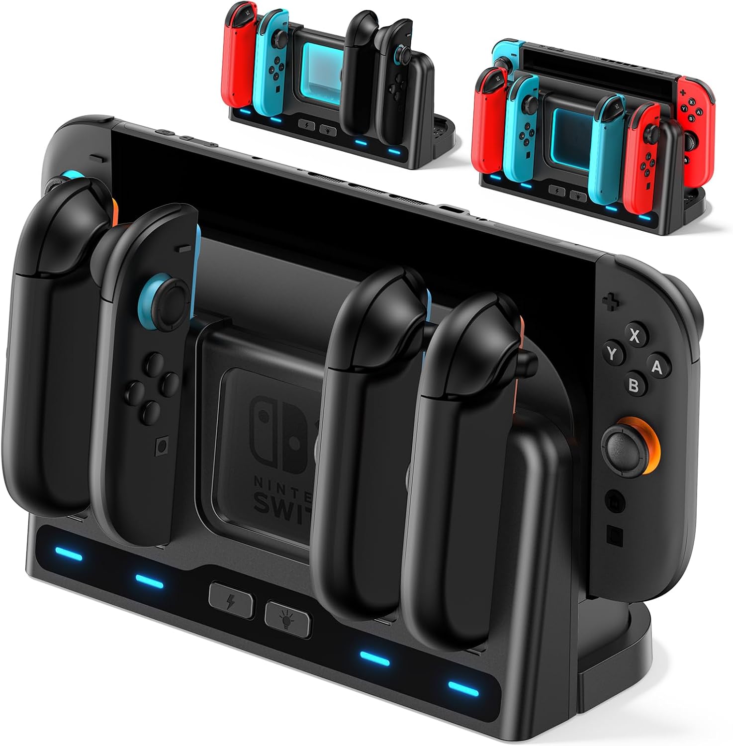 Detalle de for Mac Game Switch 2/1 Charging Dock Station: Dual Joycon Charging & Display Hub with 9 RGB Modes