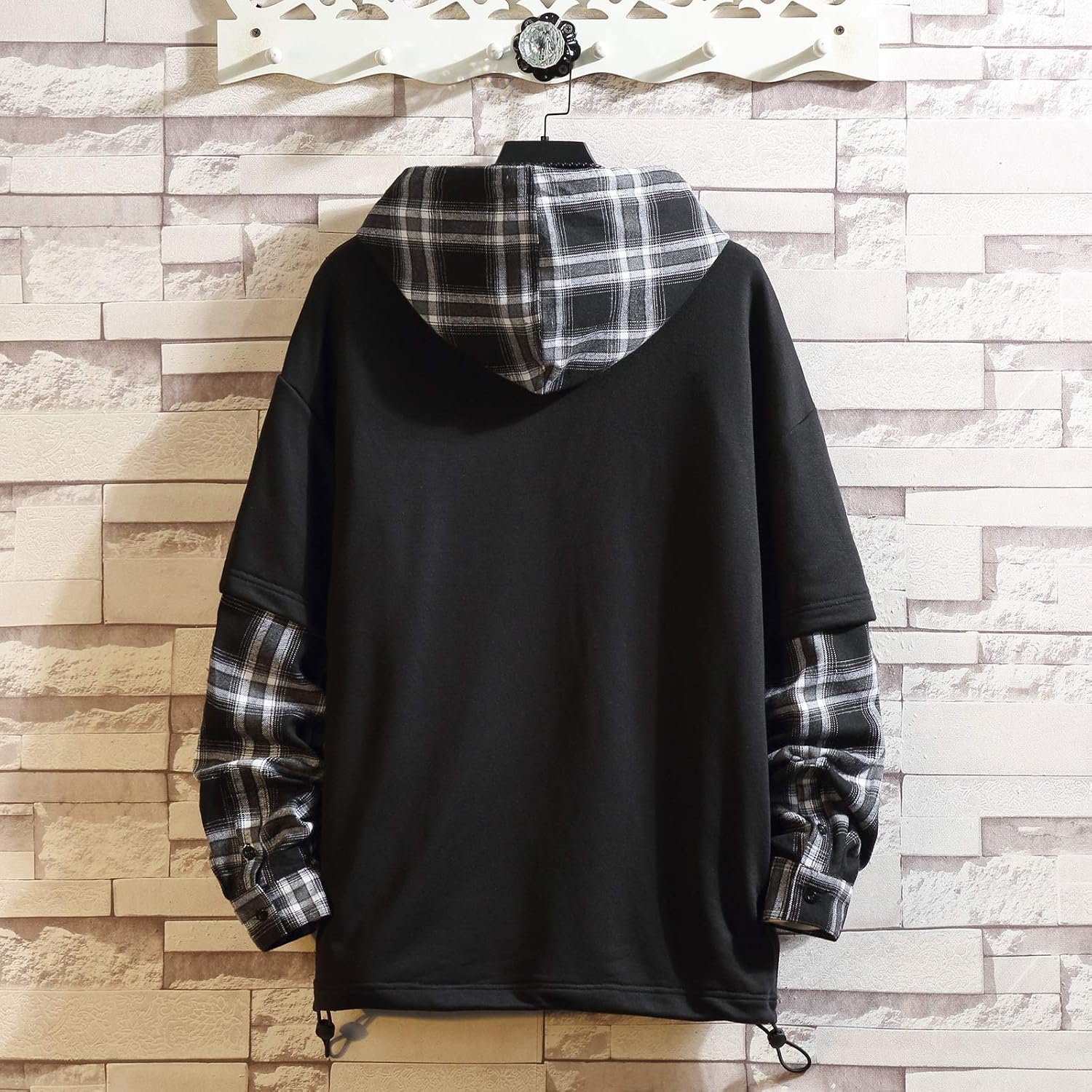 Detalle 2 de GURUNVANI Unisex Kapuzenpullover 20wy801 – Patchwork-Hip-Hop-Style aus Baumwolle/Polyester