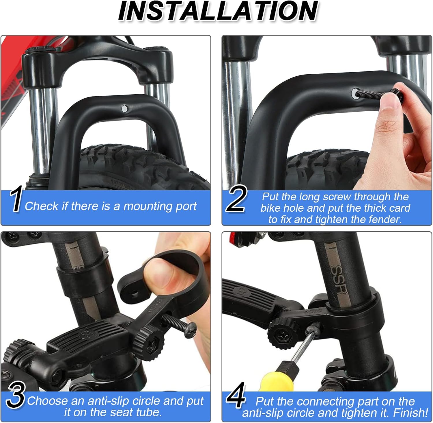 Detalle 1 de Ledeak Bike Mudguard Set for 20 to 26 inch wheels