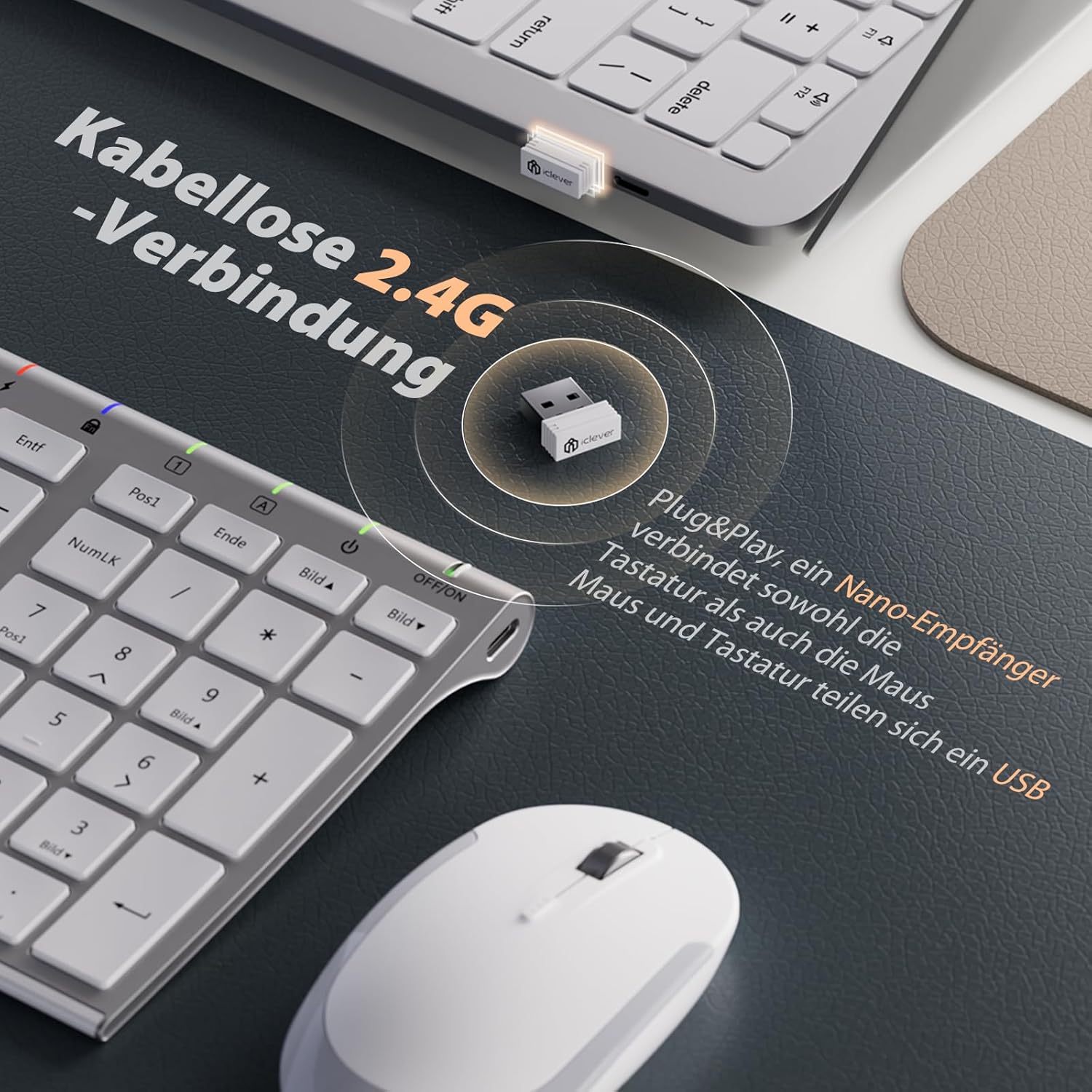 Detalle de iClever Kabellose Tastatur und Maus 280 mAh ⌨