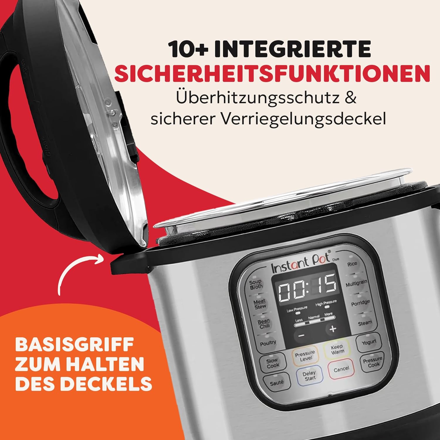 Thumbnail 3 de Instant Pot Duo 7-in-1 Multikocher mit 5,7 l Edelstahlgehäuse – großer Schnellkochtopf für Druck, Dampf & mehr