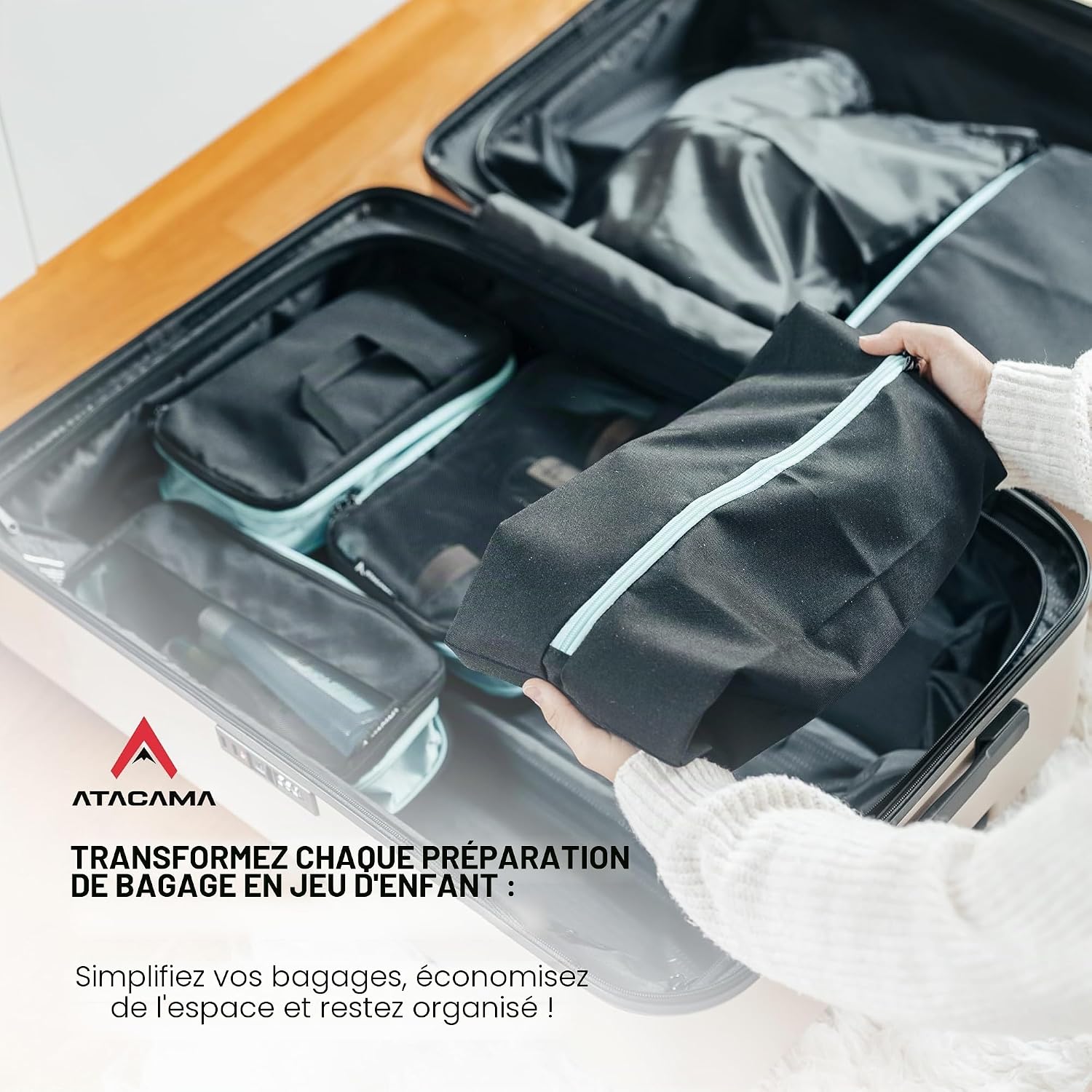 Thumbnail 6 de ATACAMA Lot de 8 cubes de compression – organiseurs de voyage compressibles pour valise et sac à dos