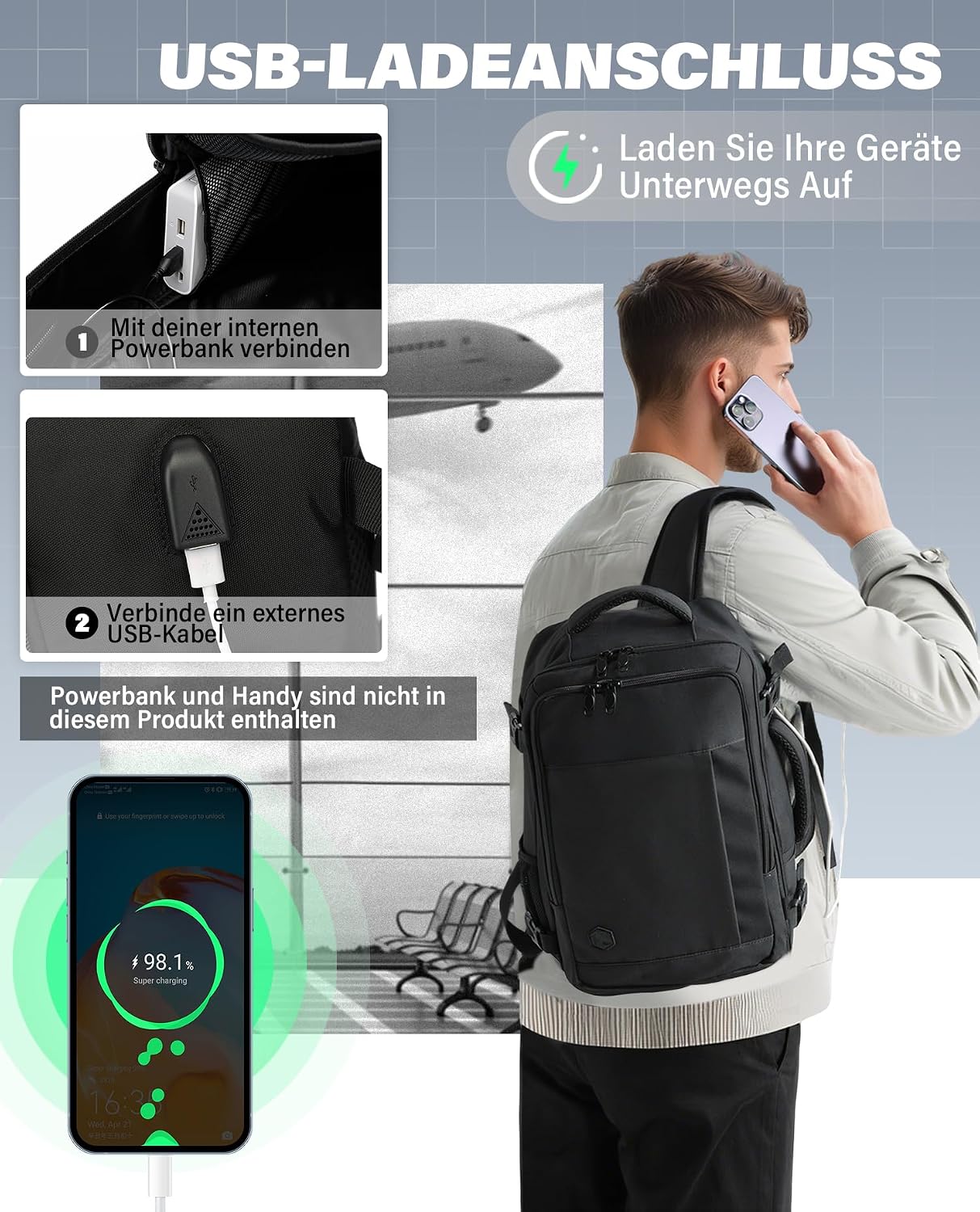 Thumbnail 6 de VANKEV Ryanair Handgepäck 40x20x25 Rucksack