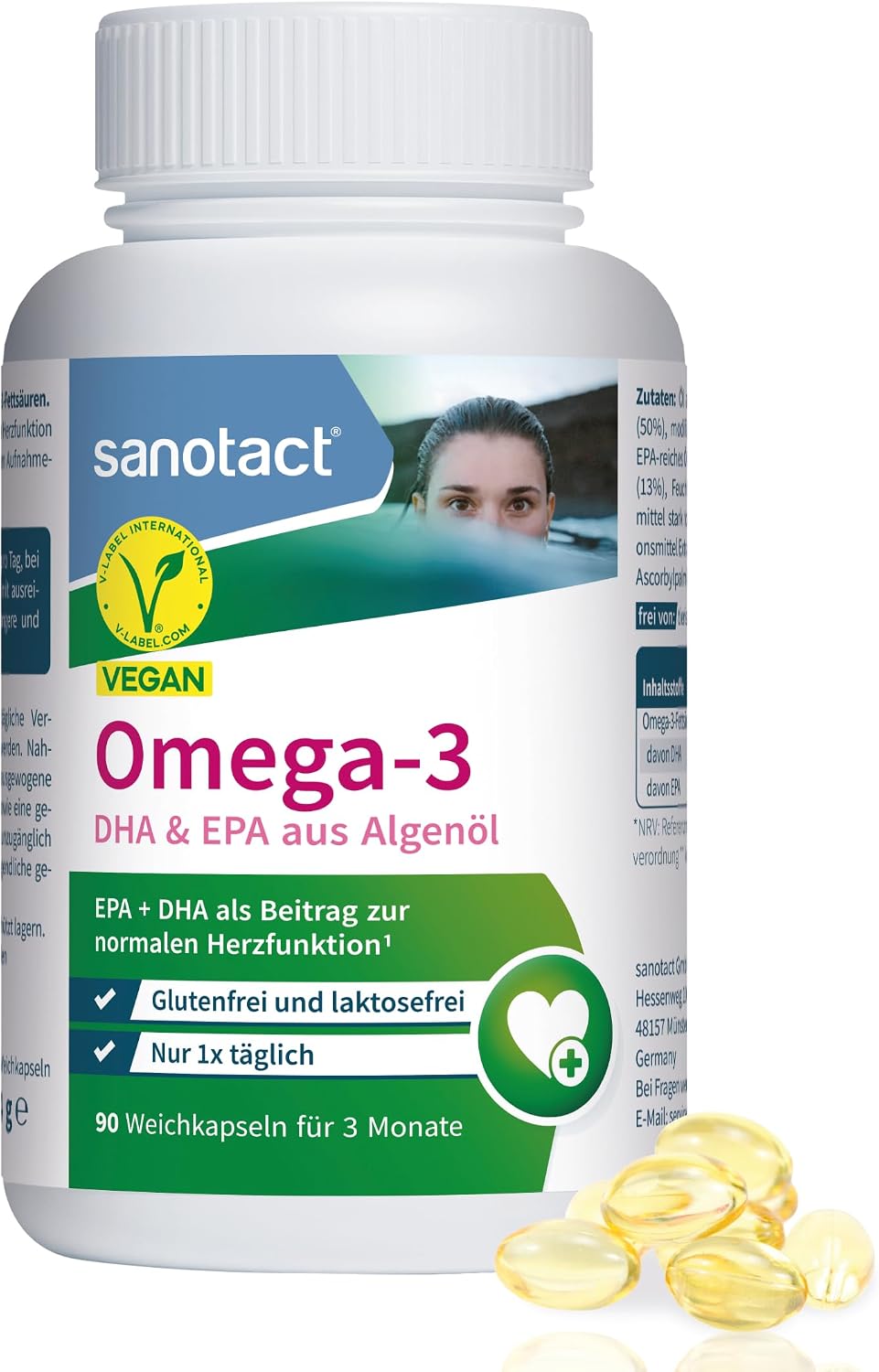 Detalle de Omega-3 vegan von sanotact 90 Kapseln