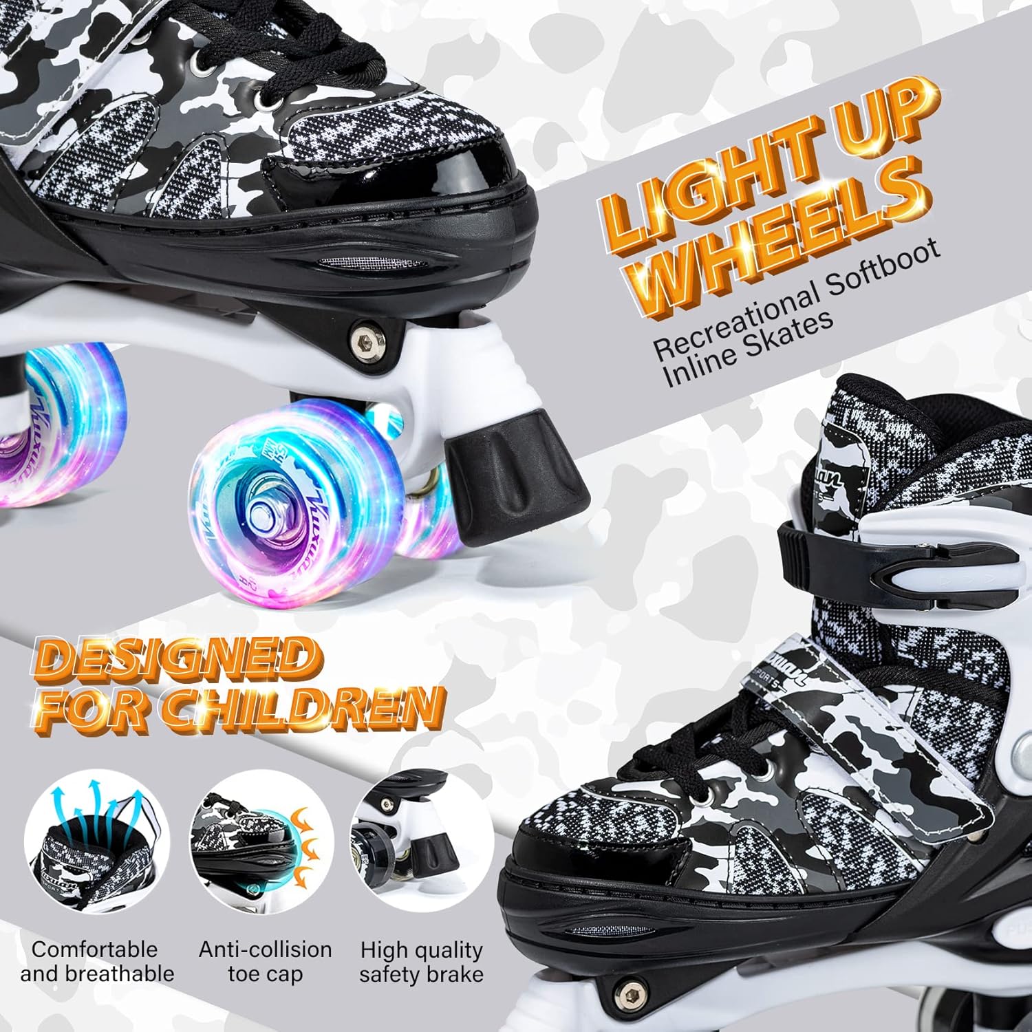 Thumbnail 1 de Kuxuan Camo Adjustable Roller Skates for Kids with Light-Up Wheels (Adjustable for 4 Sizes)