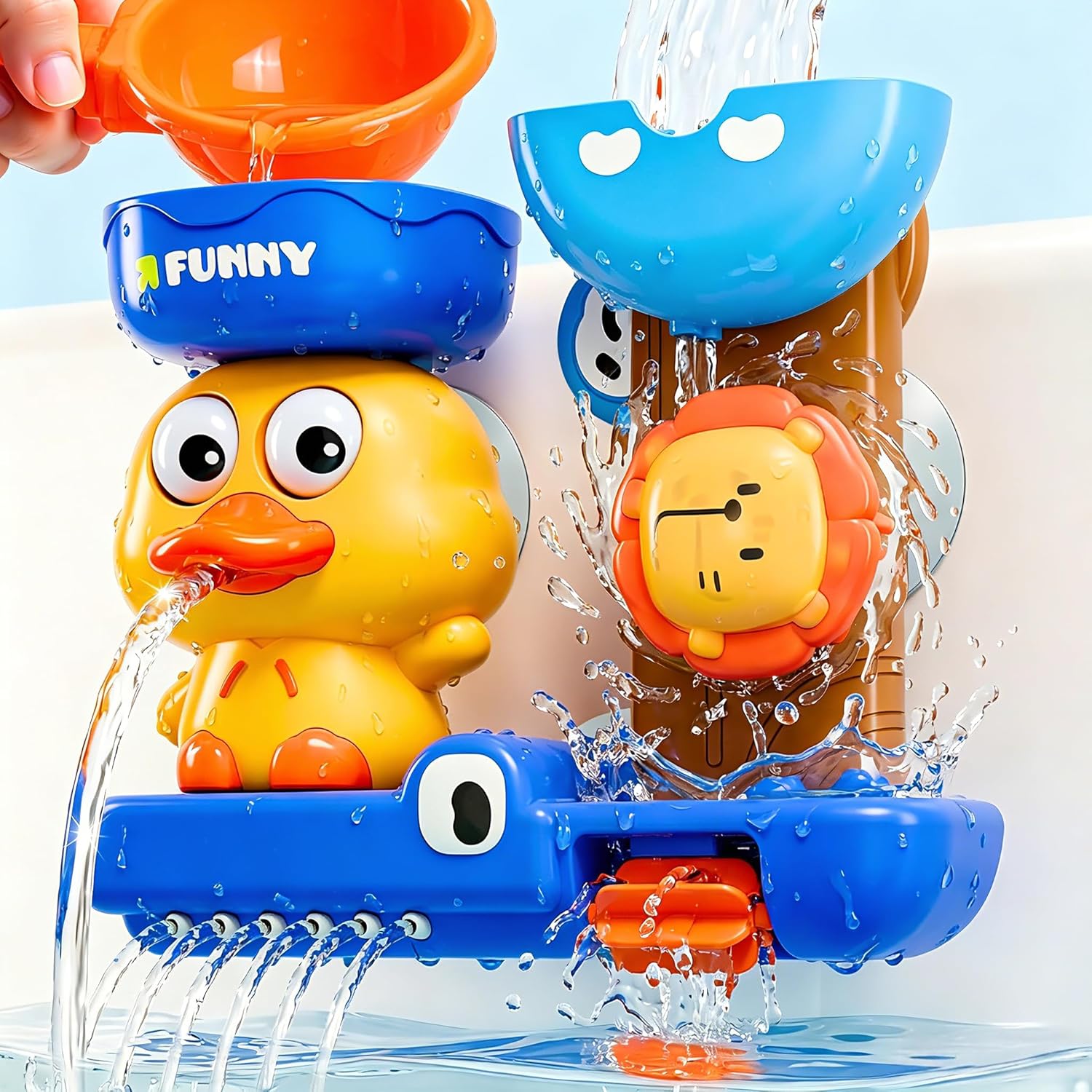 Thumbnail 6 de KmmiFF Badespielzeug Baby ab 1 Jahr mit 3 Saugnäpfen, Wasserrad & Gießkanne