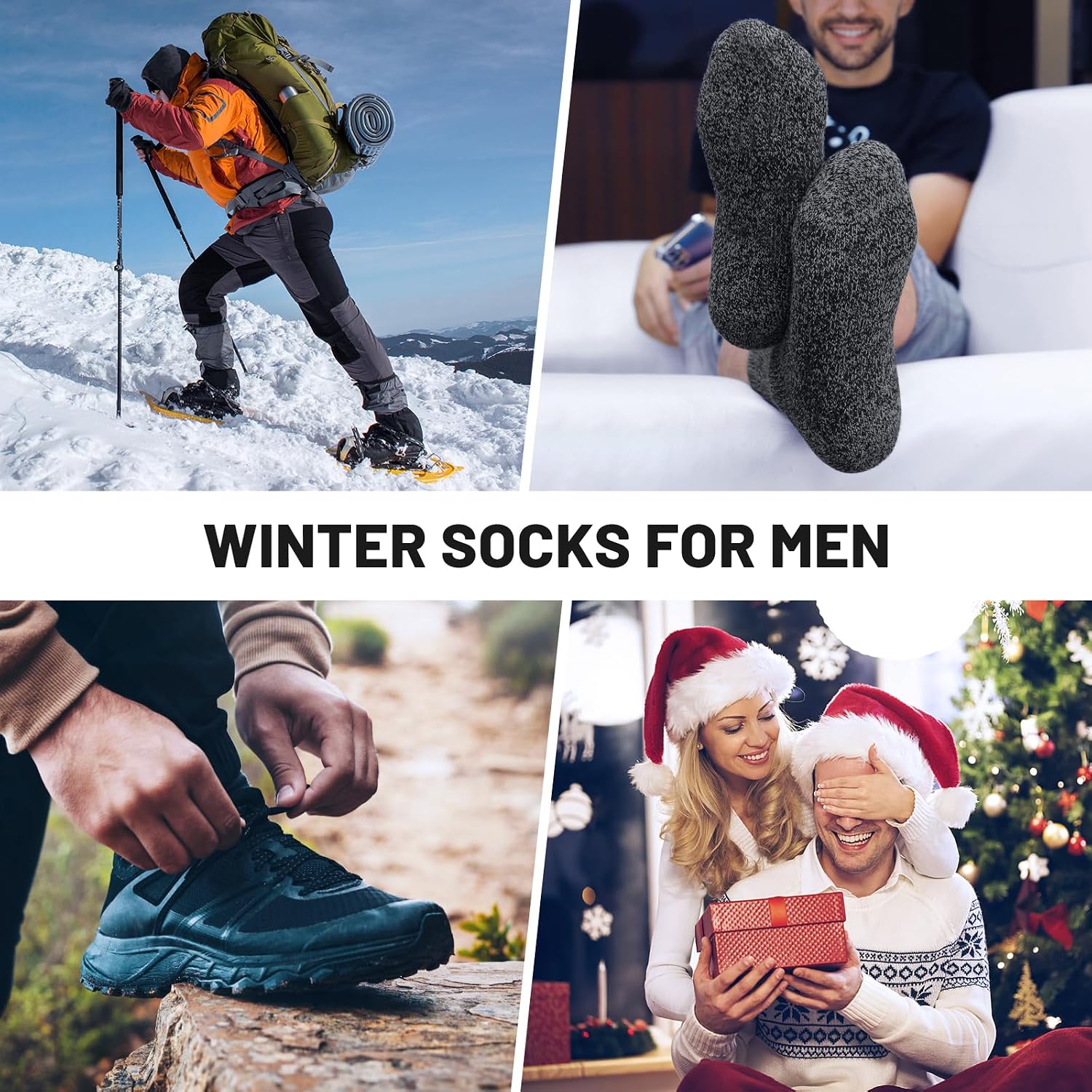 Thumbnail 1 de SIMIYA Merino Wool Crew Socks for Men (5 Pairs) – Thick Thermal Hiking Socks