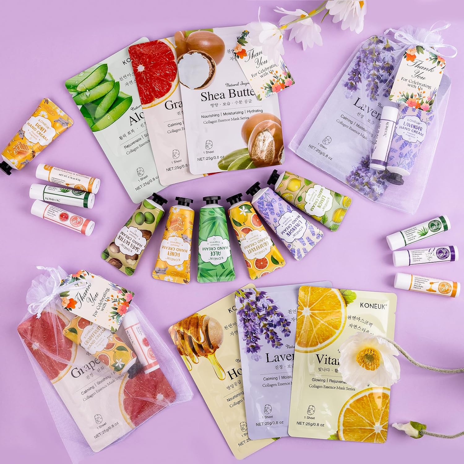 Thumbnail 6 de 60 Pack Bulk Lip Balm, Facial Mask & Hand Cream Sets for Easter Baskets, Teacher Appreciation, and Bridesmaid Gifts