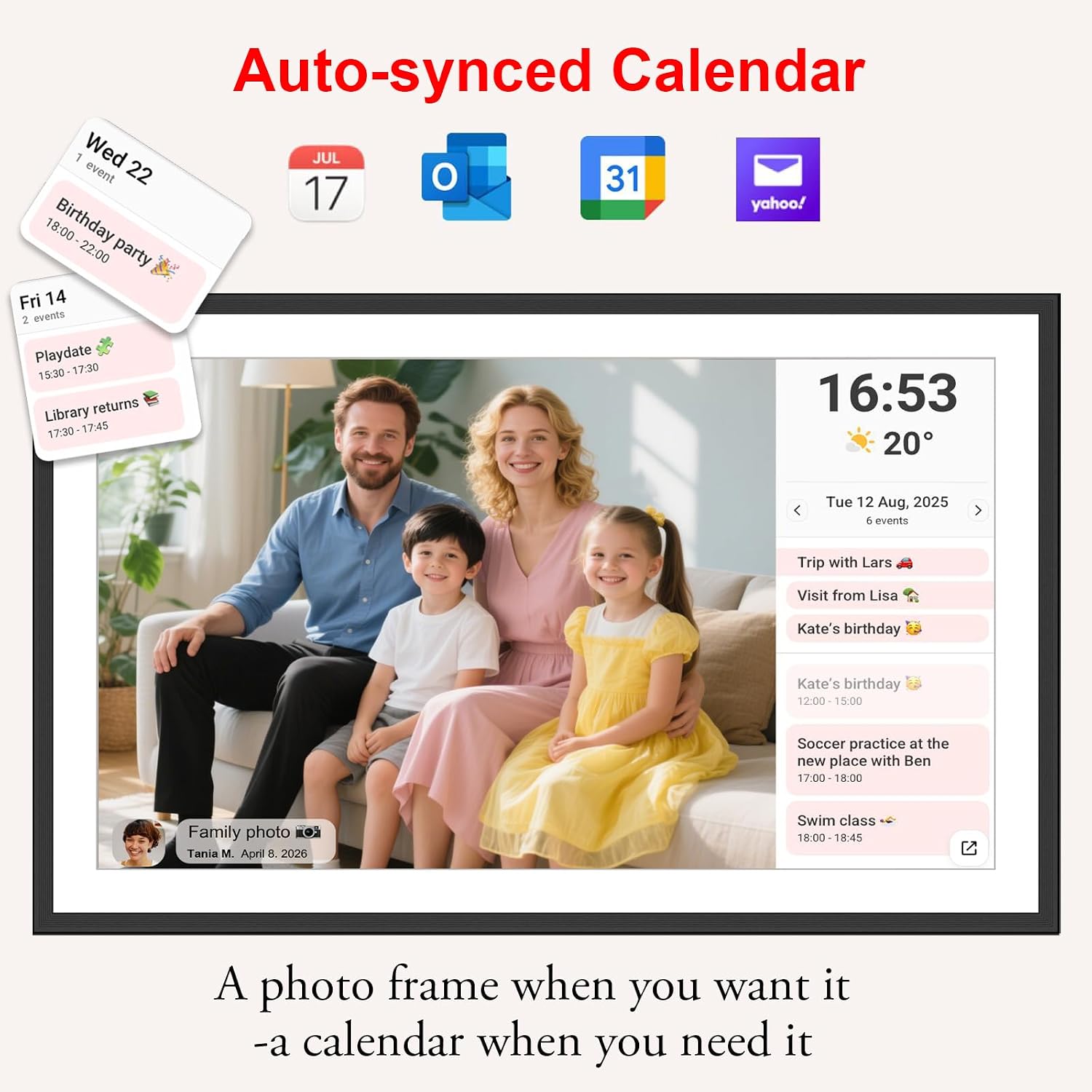 Thumbnail 3 de moonka 15.6-Inch Frameo Wi-Fi Digital Picture Frame, 1080p IPS Touchscreen