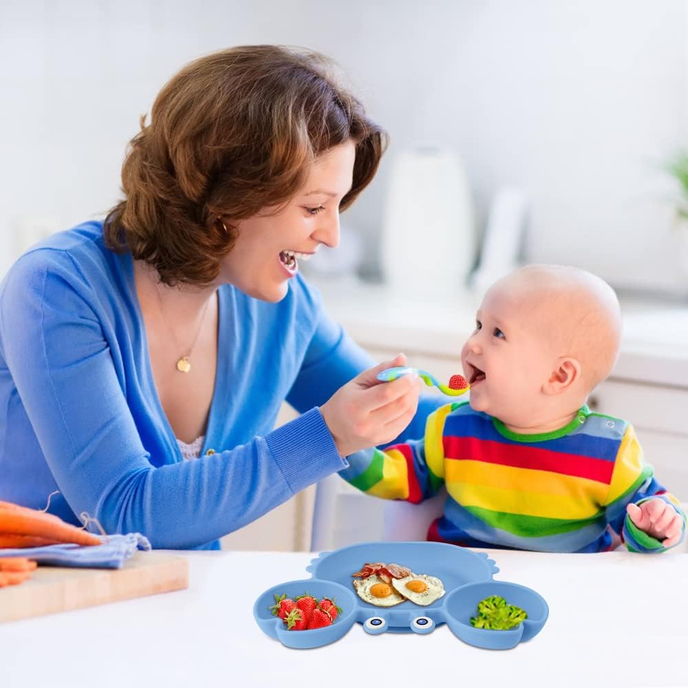 Thumbnail 6 de Vicloon Piatto per Bambini in Silicone con Ventosa: tre scomparti, senza BPA, sicuro e lavabile in lavastoviglie