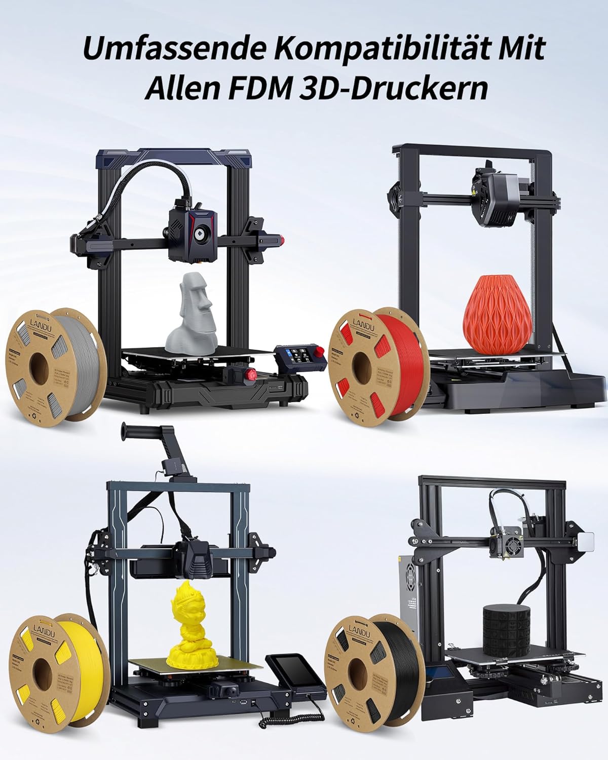 Thumbnail 6 de LANDU PLA Filament 1.75 mm – 1 kg Schwarz | Präzise Toleranzen, zuverlässiges Druckmaterial