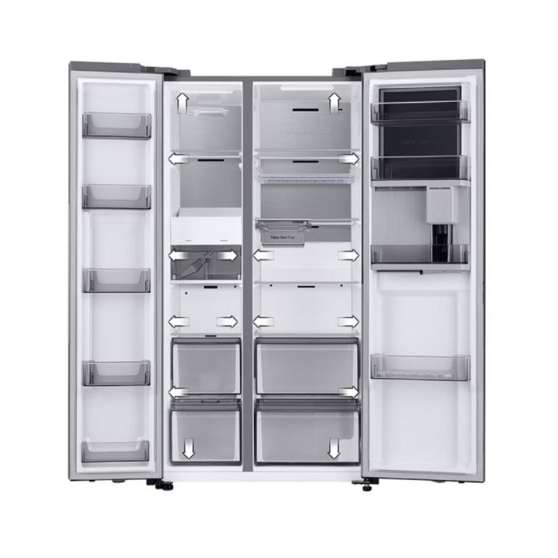 Detalle de Samsung RS70F65KETEF Frigorífico americano 640 L con AI Inverter, WiFi y Power Freeze