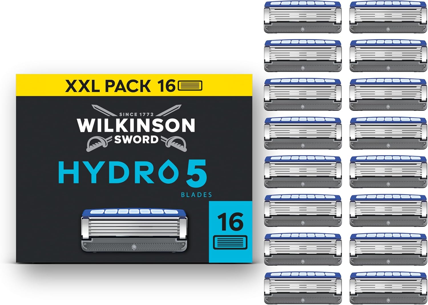 Detalle de Wilkinson Sword Hydro 5 Razor Refills for Men – 16 Carbon Coated Blades with Hydrating Gel