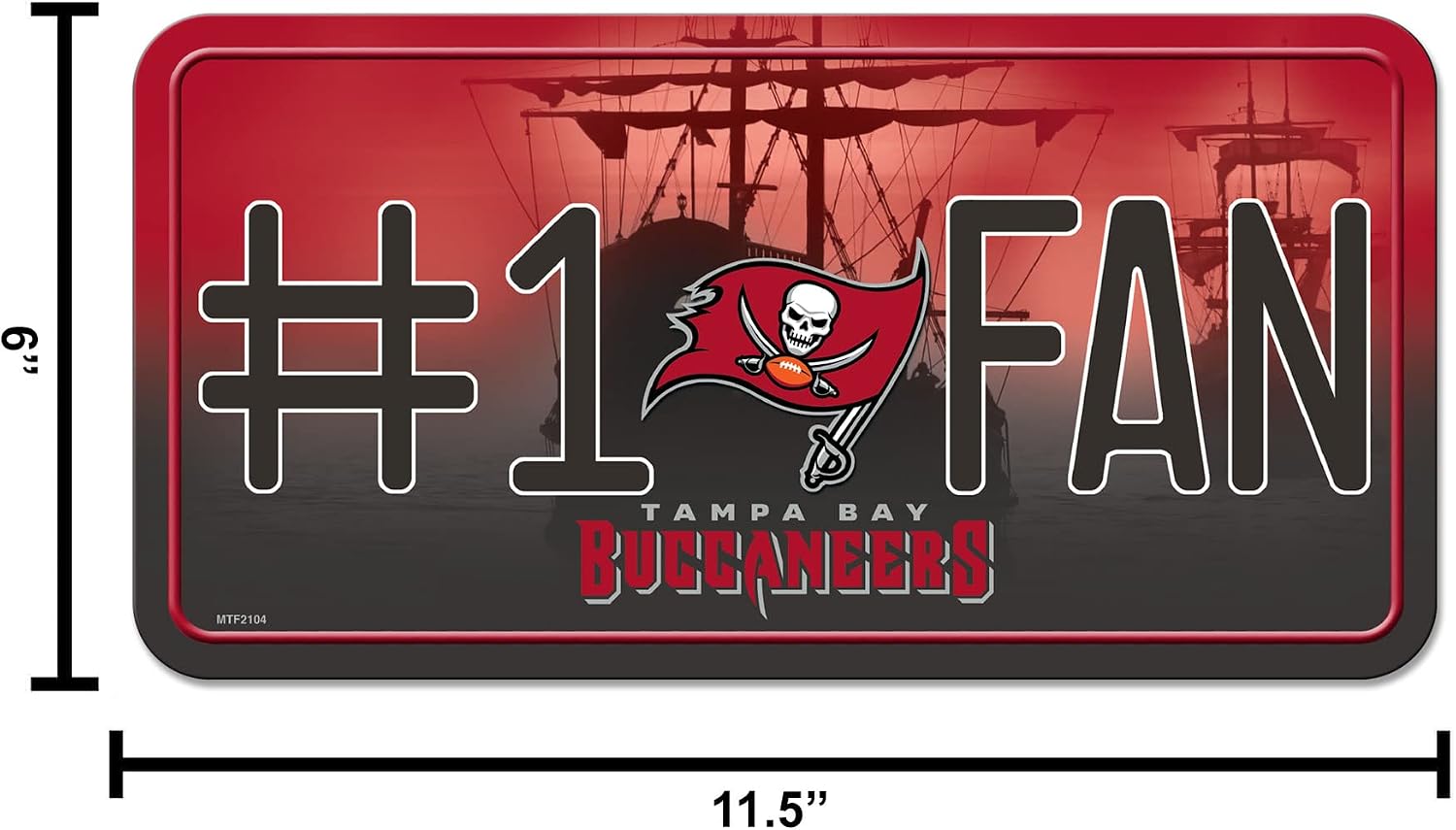 Detalle de Rico Industries NFL #1 Fan Metal License Plate Tag (Unisex-Adult) — Team Logo Metal Plate