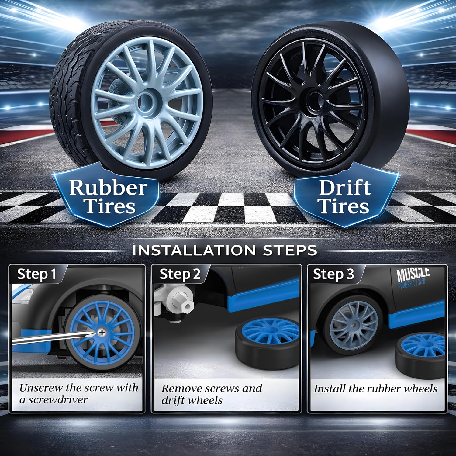 Detalle de Desdoni RC Drift Car 1:24 4WD Remote Control Car with 2.4GHz and LED Lights