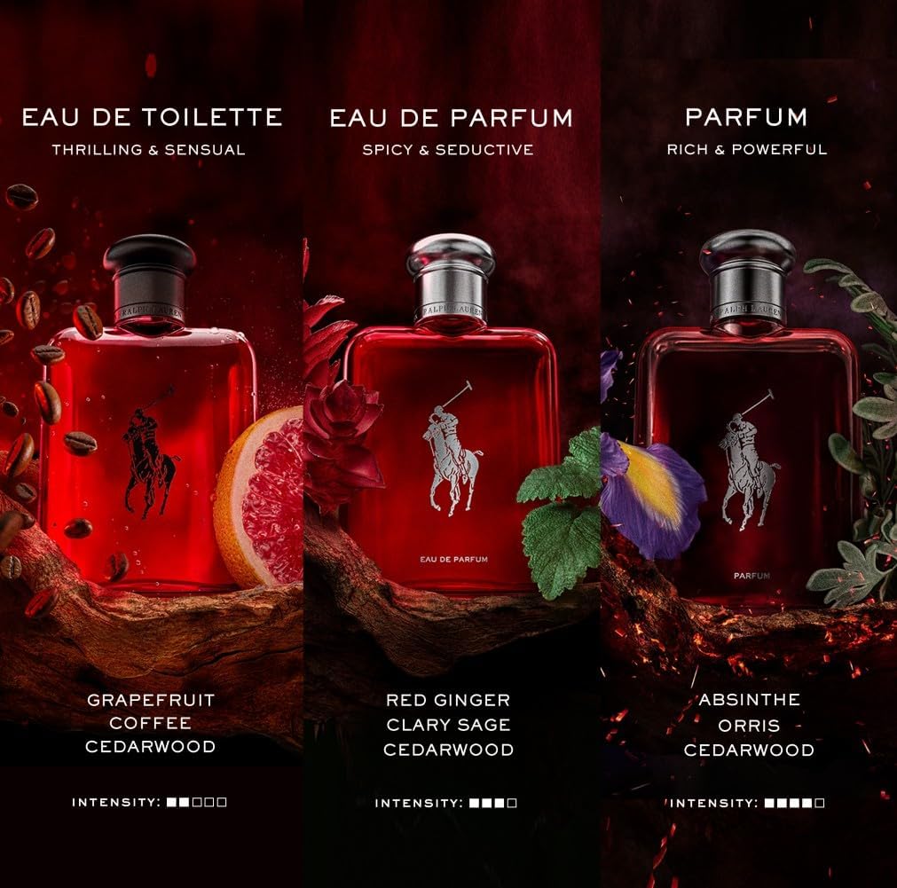 Detalle de Ralph Lauren Polo Red Parfum for Men – Intense Ambery Woody Fragrance