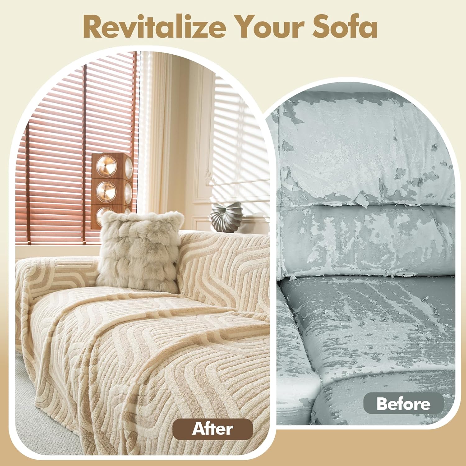 Thumbnail 6 de Housse de canapé WEYOND en peluche douce antidérapante (brun clair) 180 × 260 cm