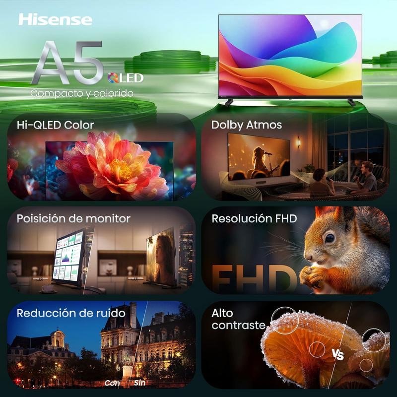 Detalle de Hisense TV QLED 32A5S 32" – Sencillez y color en espacios reducidos