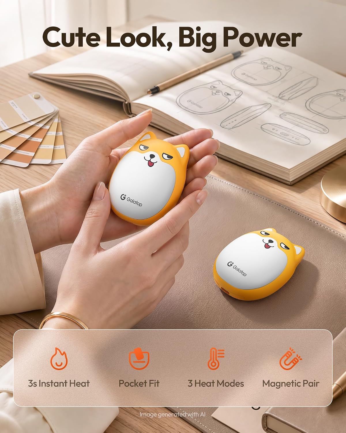 Thumbnail 1 de Gaiatop HW-16 Rechargeable Hand Warmers, Magnetic Split Design, 3 Heat Levels