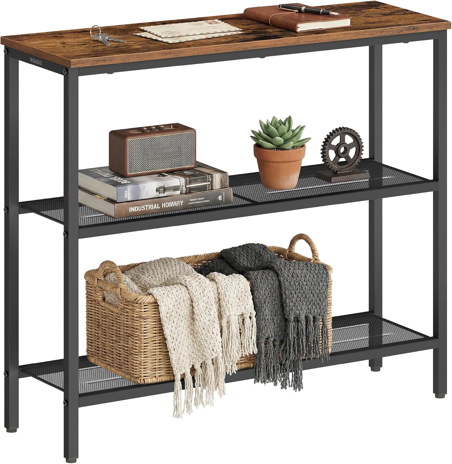 Thumbnail 6 de VASAGLE Console Table: Narrow Steel & Particleboard Hallway Table, Rustic Brown 80 x 24 x 81.2 cm