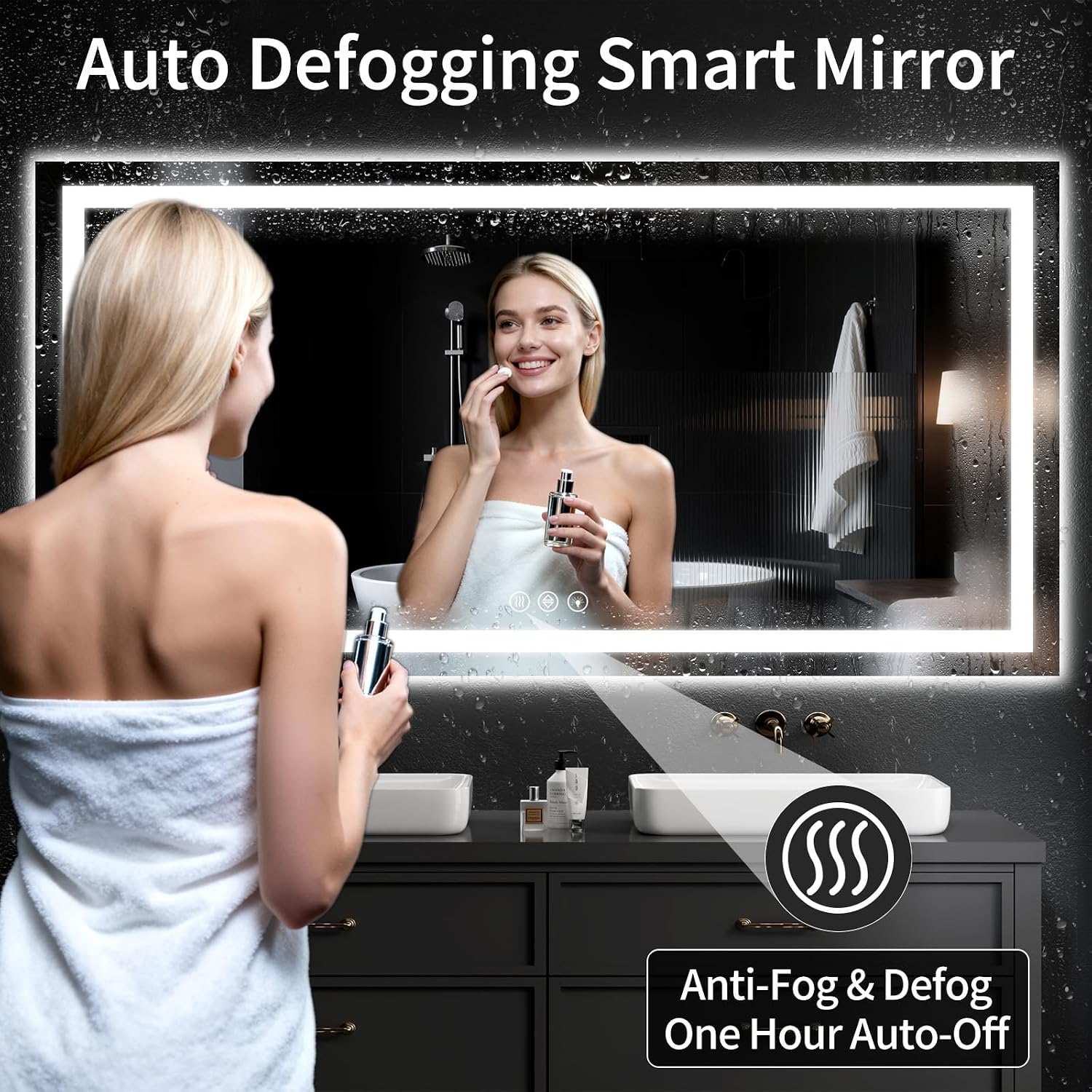 Detalle de WISSMIELS 36" x 72" LED Bathroom Mirror, Dimmable, Anti-Fog, Dual Lighting