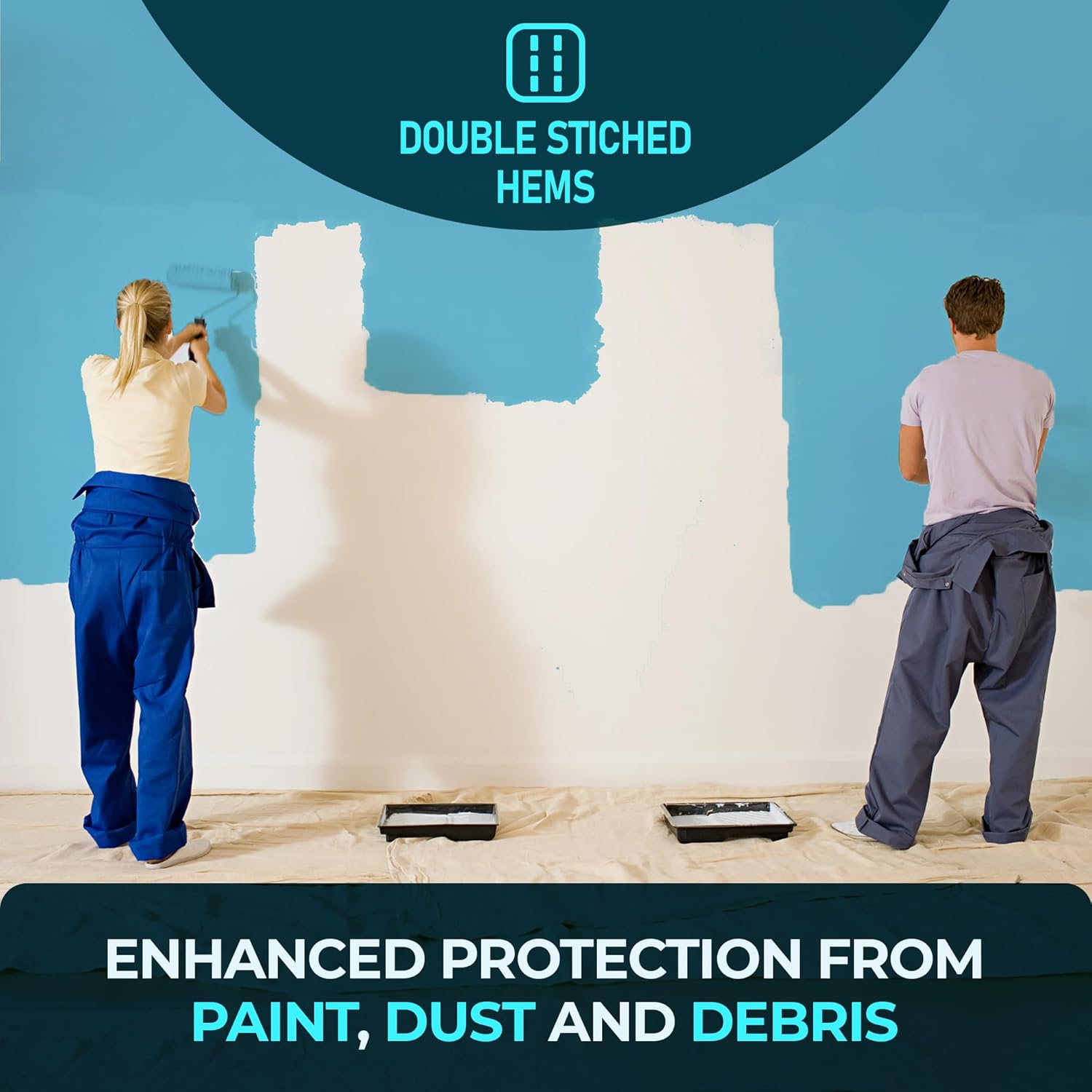 Thumbnail 3 de CS Extra Large Cotton Dust Sheets for Decorating (3.6x2.7m / 12x9ft)
