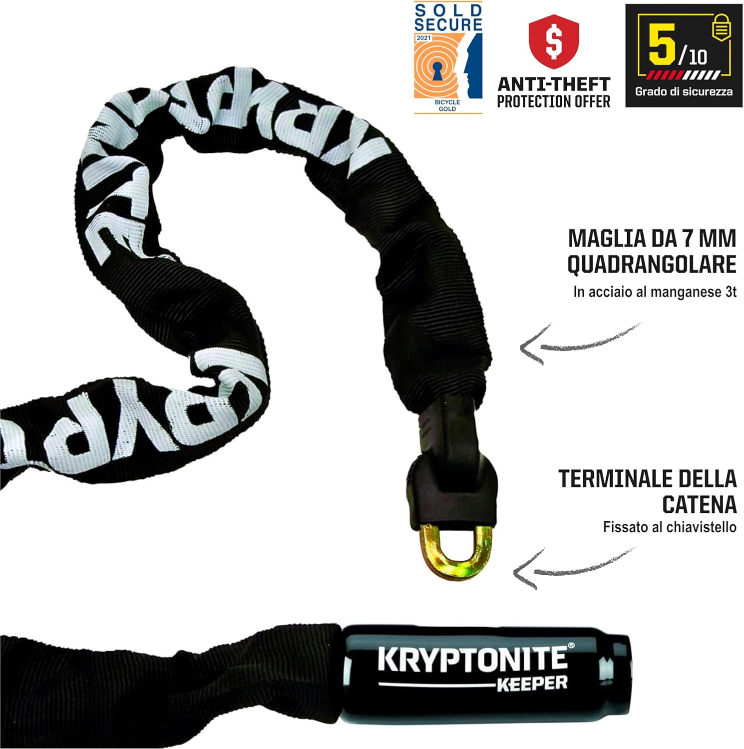 Thumbnail 1 de Kryptonite Keeper 785 catena antifurto integrata per bici, livello di sicurezza 5/10, 85 cm
