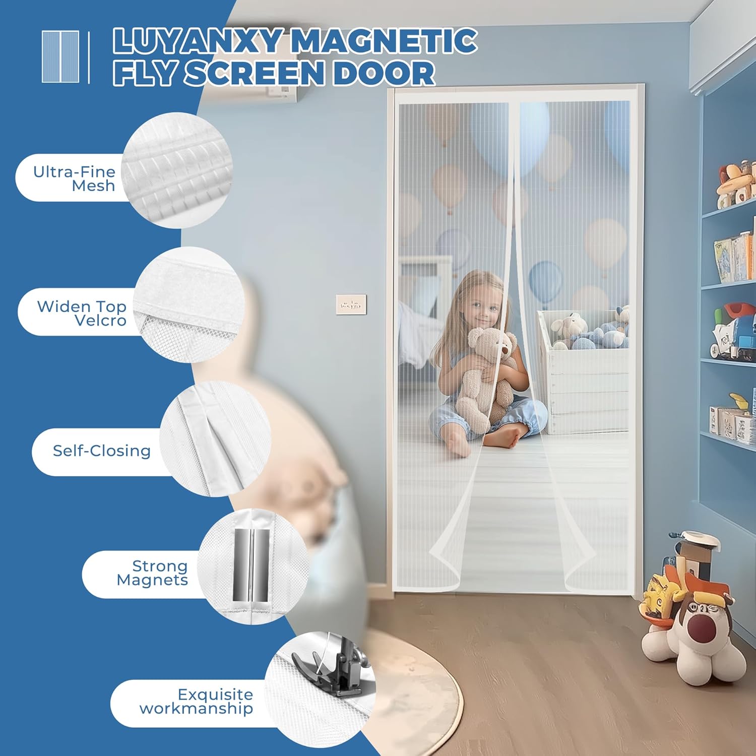 Thumbnail 3 de LUYANXY Zanzariera Magnetica 160x250 cm – porta finestra, chiusura automatica e protezione anti insetti