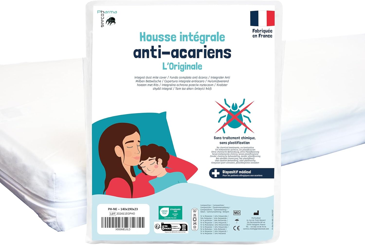 Thumbnail 6 de PharmaHousse - Housse Anti-acariens intégrale pour Matelas, Dispositif médical, fabrication française