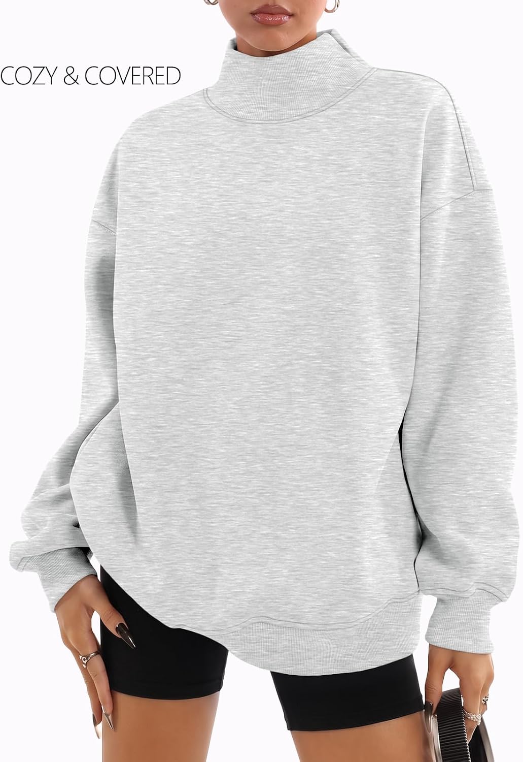 Detalle 2 de Trendy Queen Oversized Women's Hoodie Sweatshirt with Asymmetric Neckline