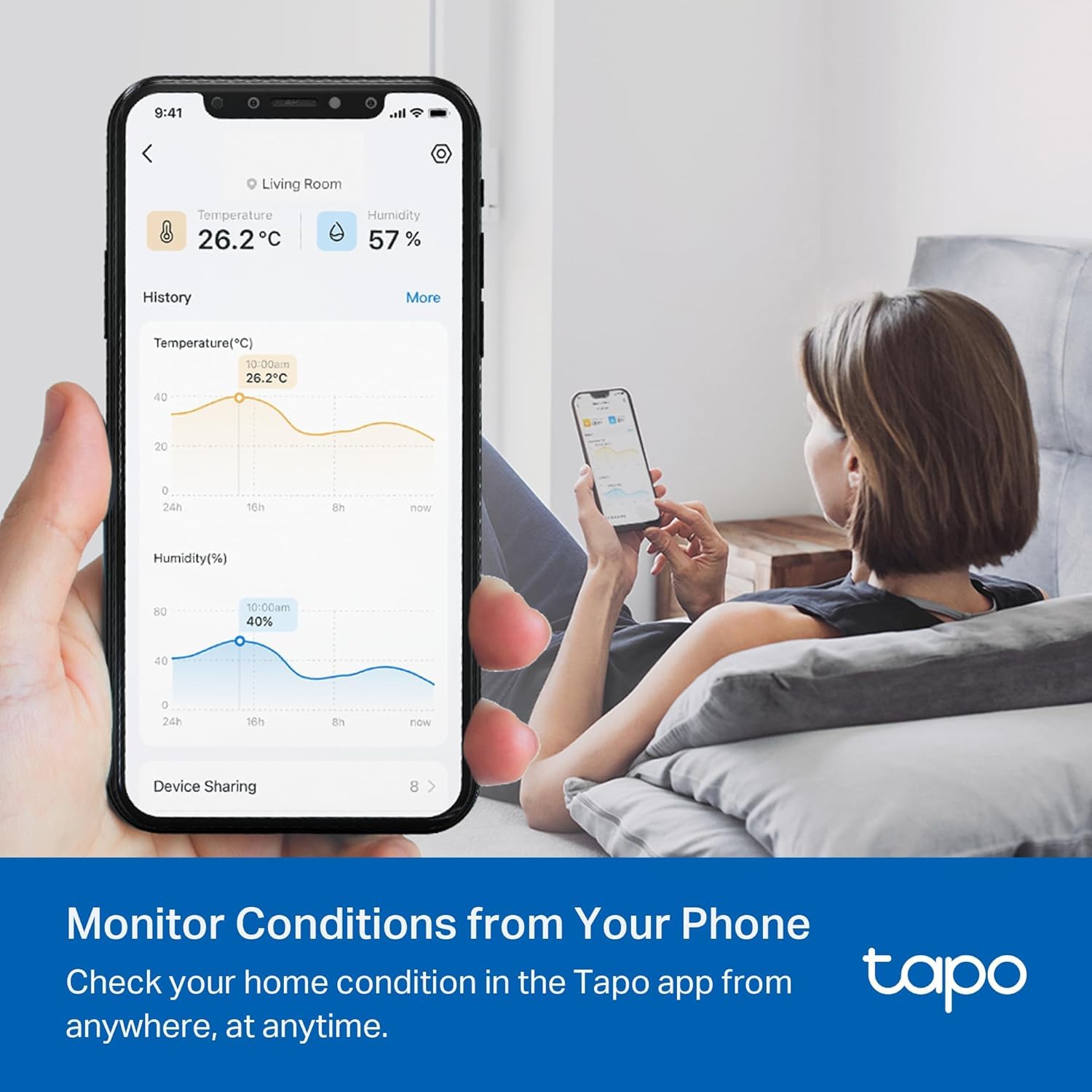 Detalle de Tapo T310 Temperature and Humidity Sensor with Swiss-Made Sensor and App Alerts